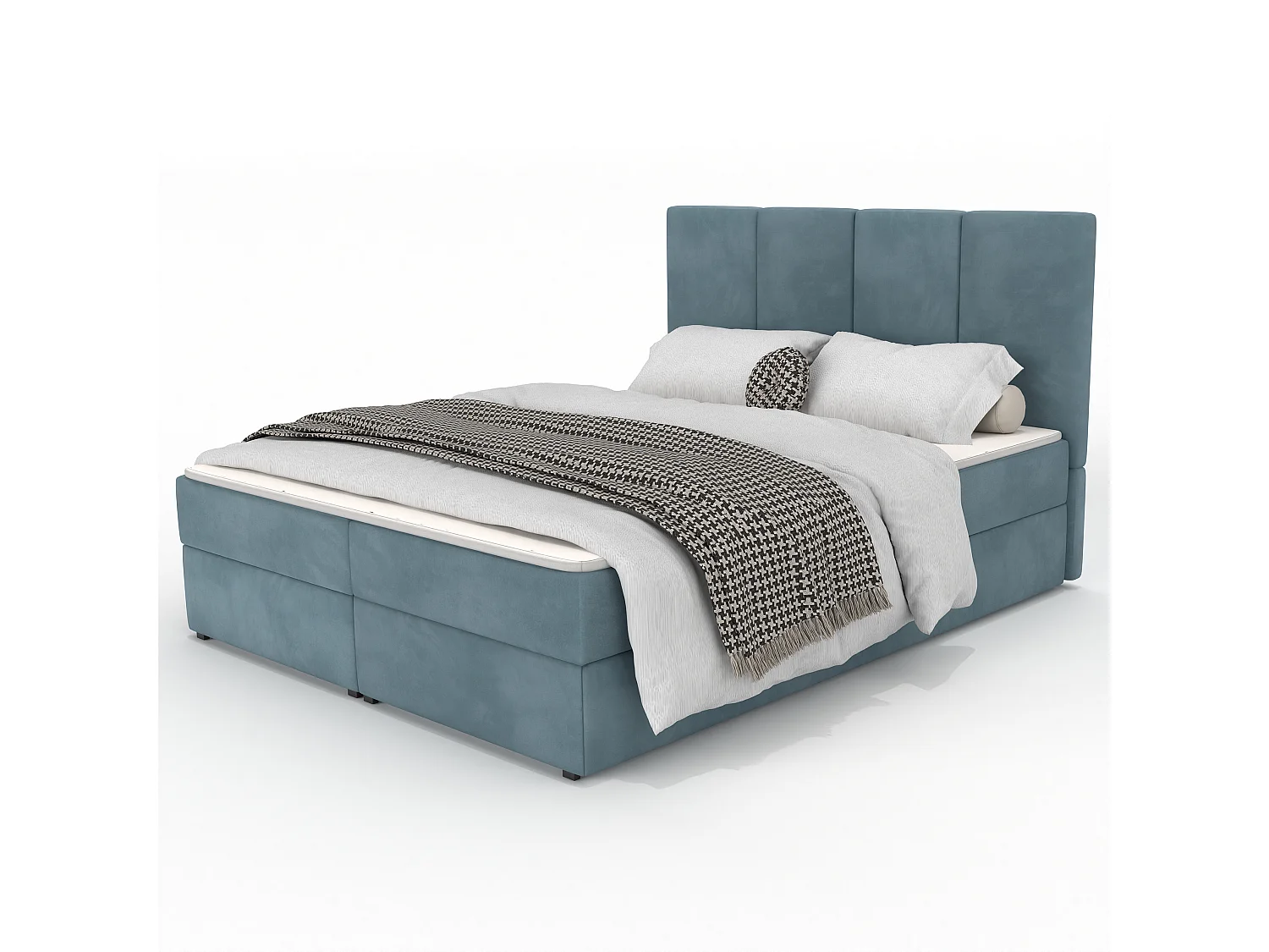 Bed Continentaal 180x200 cm Gestoffeerd Dubbel Met Matras Zeegroen Velours Magic Velvet