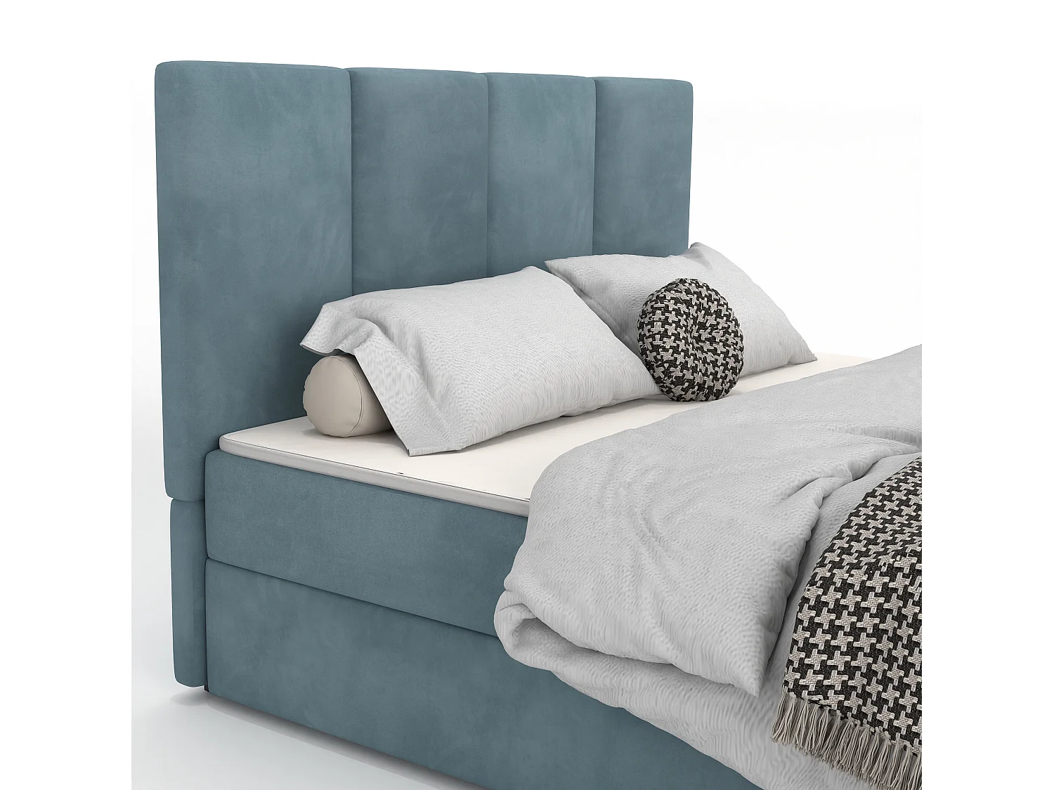 Bed Continentaal 180x200 cm Gestoffeerd Dubbel Met Matras Zeegroen Velours Magic Velvet