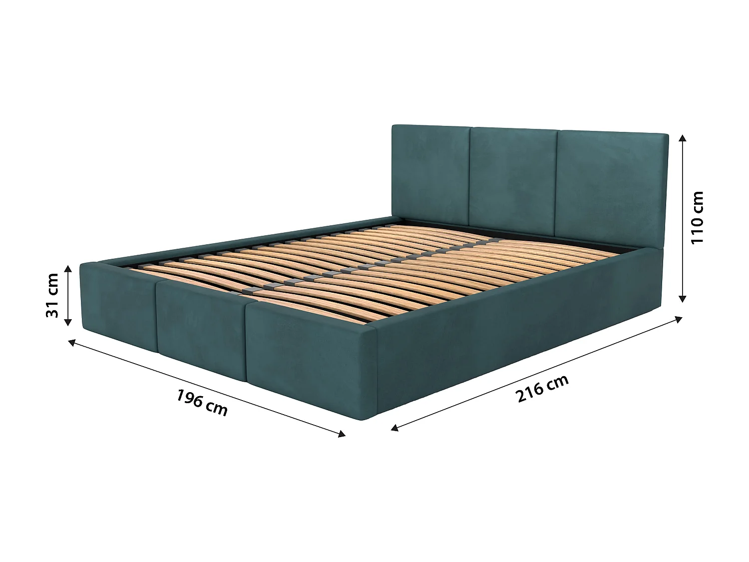 Bed Gestoffeerd Voor Slaapkamer 180cm x 200cm Met Opbergruimte Dubbel Turquoise