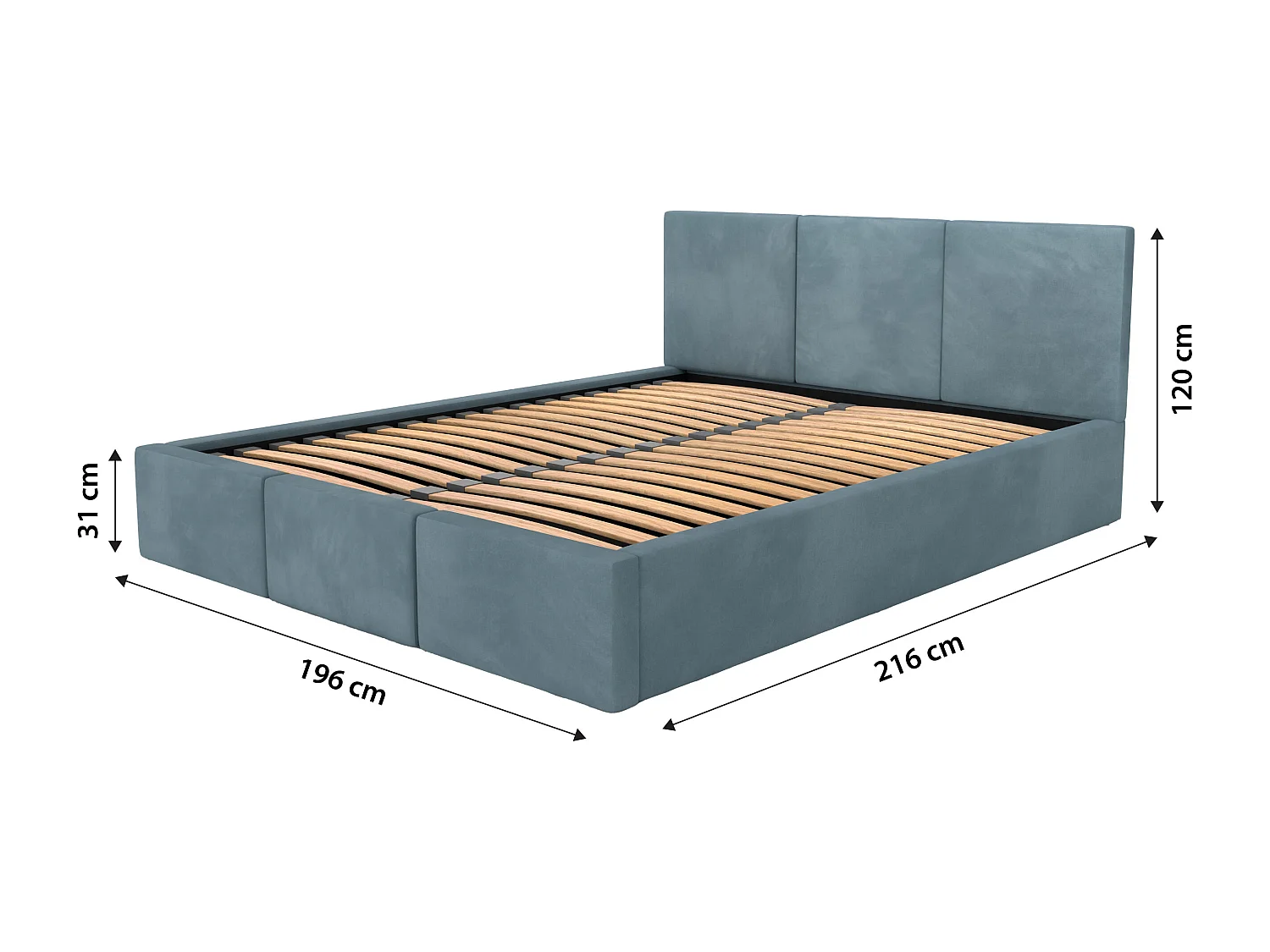 Bed Gestoffeerd Voor Slaapkamer 180cm x 200cm Dubbel Met Opbergruimte Zeegroen