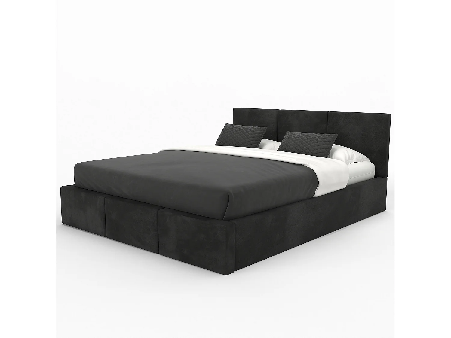 Łóżko Tapicerowane Do Sypialni 180x200 Łóżko Podwójne Z Pojemnikiem Czarne