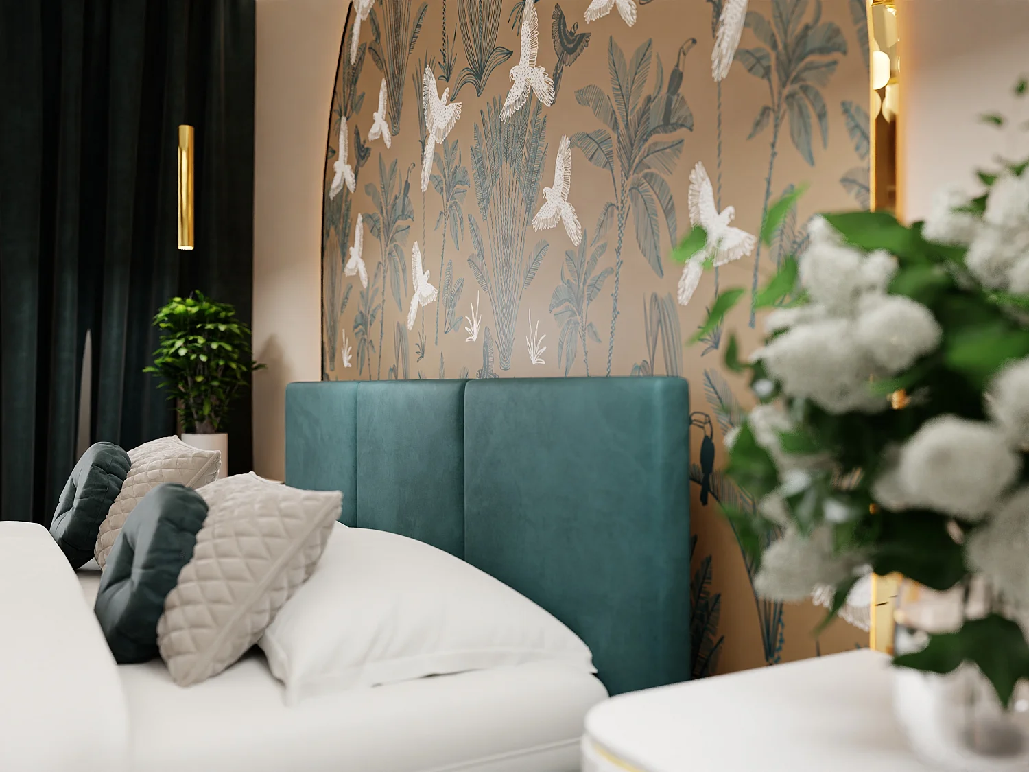 Bed Gestoffeerd Voor Slaapkamer 120cm x 200cm Met Opbergruimte Dubbel Turquoise