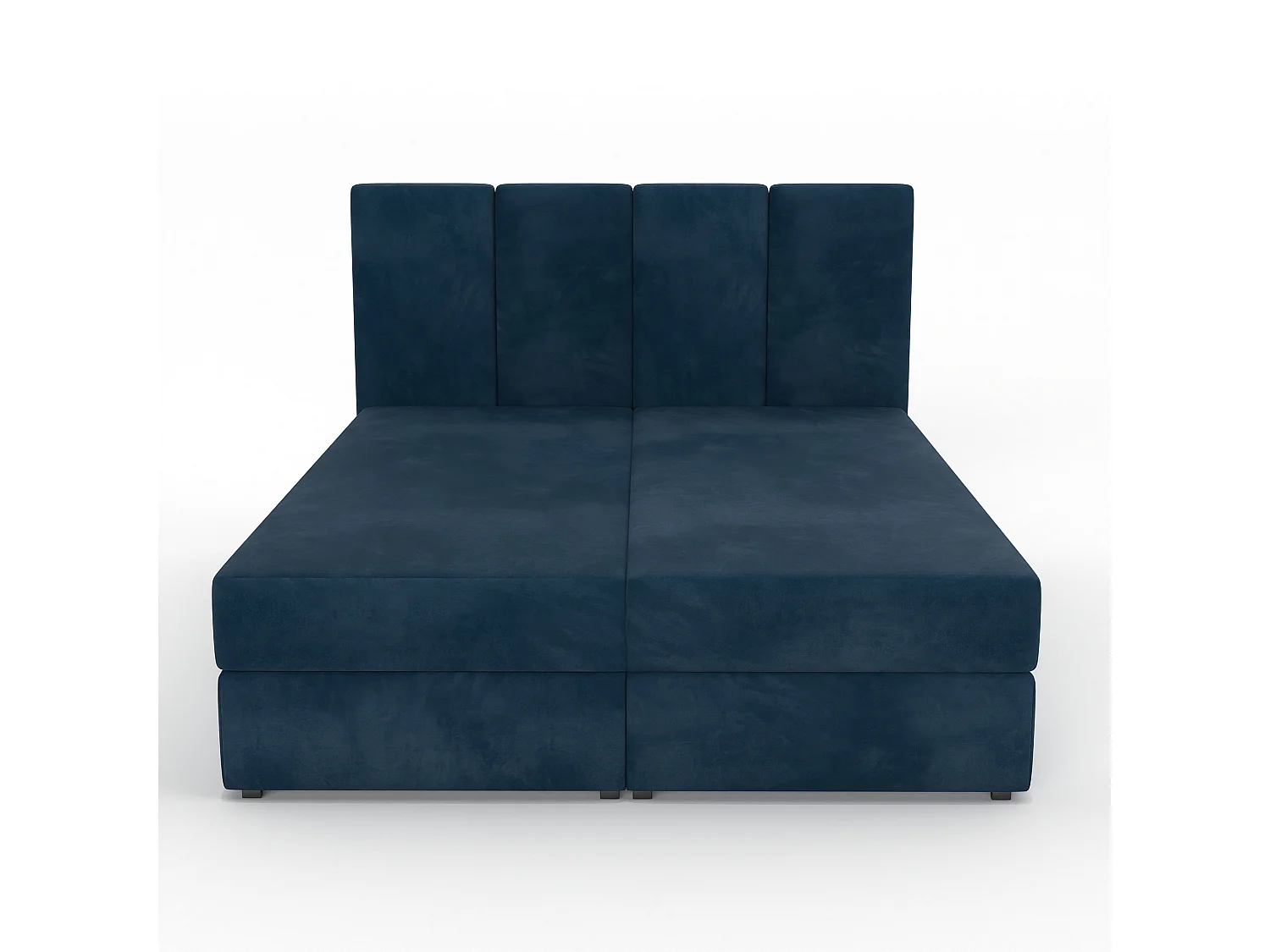 Bed Continentaal 180x200 cm Gestoffeerd Dubbel Met Matras Marineblauw Velours Magic Velvet