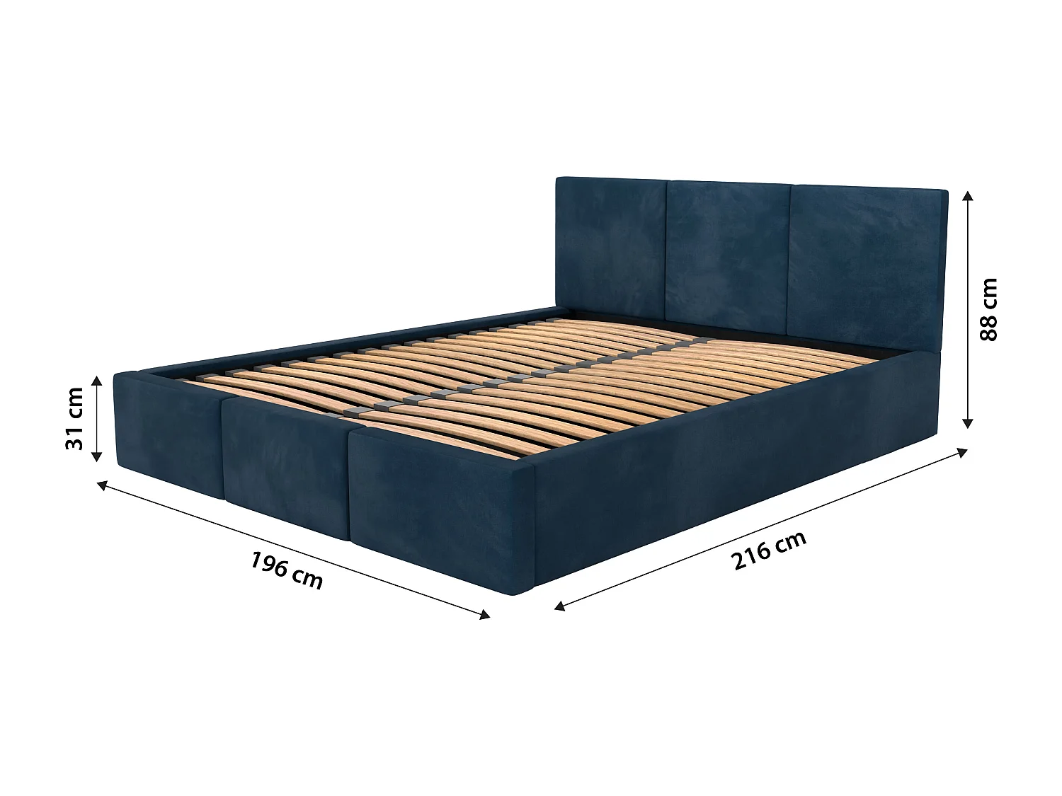 Bed Gestoffeerd Voor Slaapkamer 180cm x 200cm Dubbel Met Opbergruimte Marineblauw