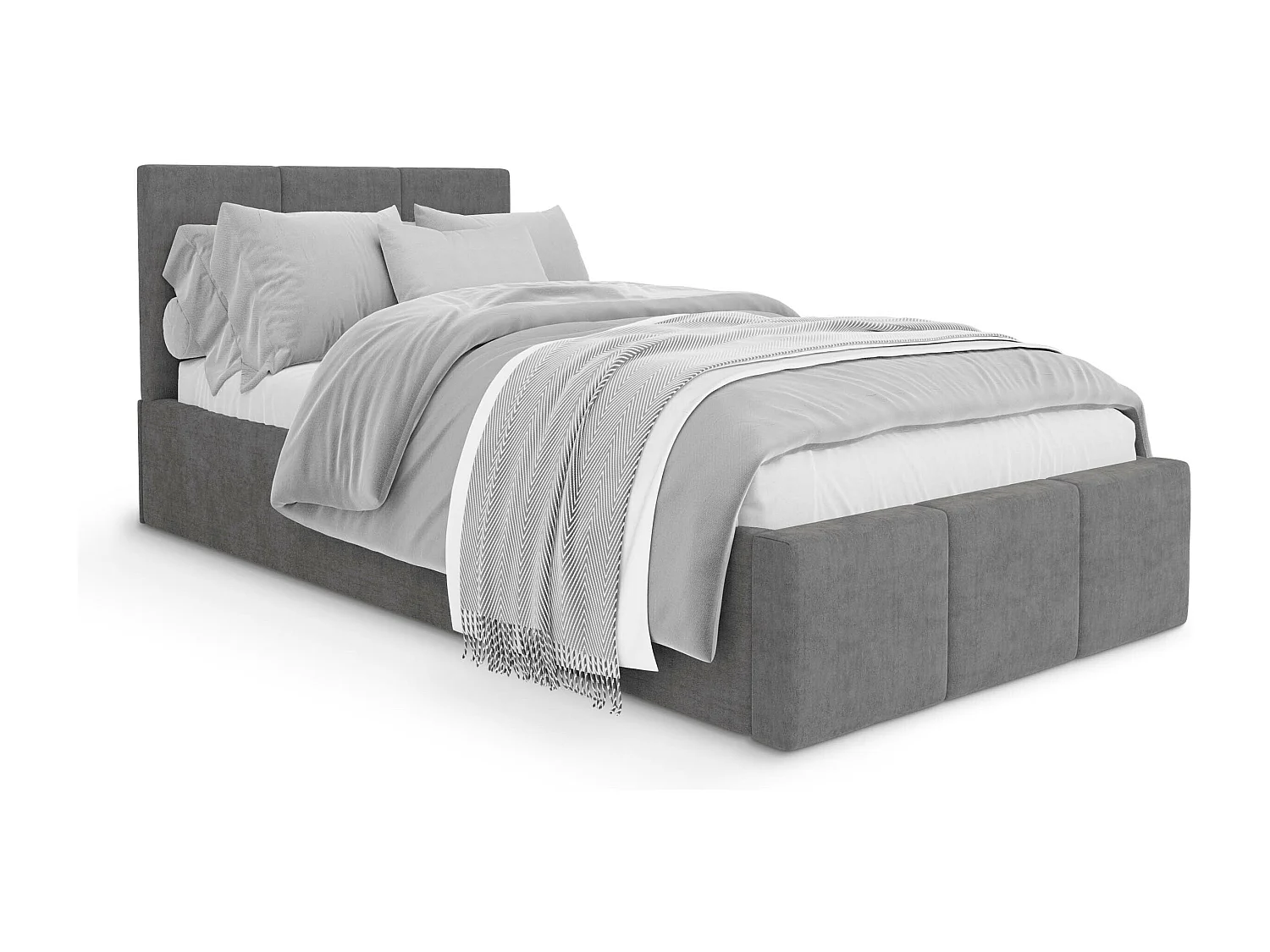 Muralo POLSTERBETT für Schlafzimmer Polsterbett mit Bettkasten und Gasdruckfeder Bett mit Polsterkopfteil Einzelbett 90x200 Bett mit Stauraum Grau