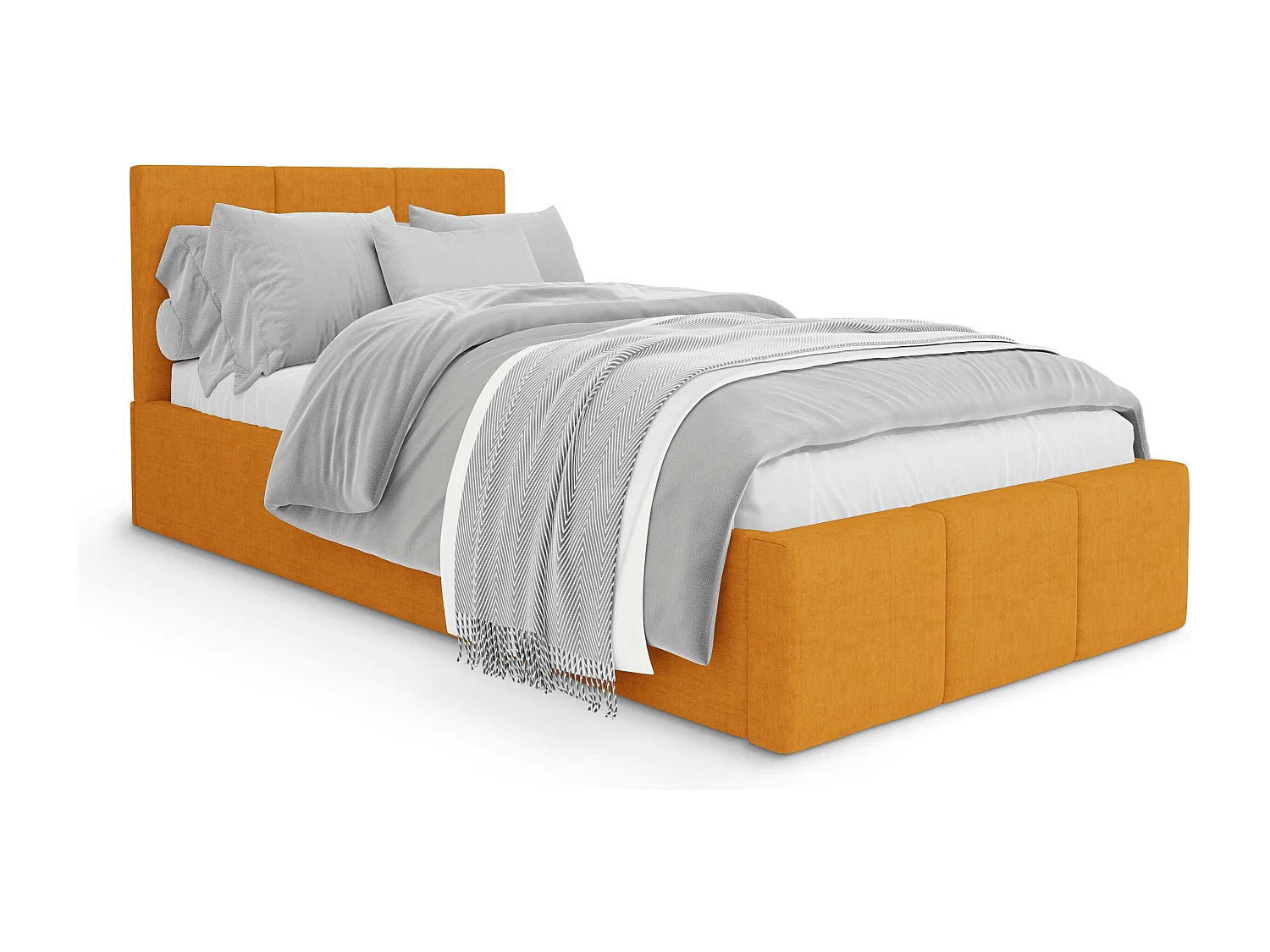 Muralo POLSTERBETT für Schlafzimmer Polsterbett mit Bettkasten und Gasdruckfeder Bett mit Polsterkopfteil Einzelbett 90x200 Bett mit Stauraum Gelb
