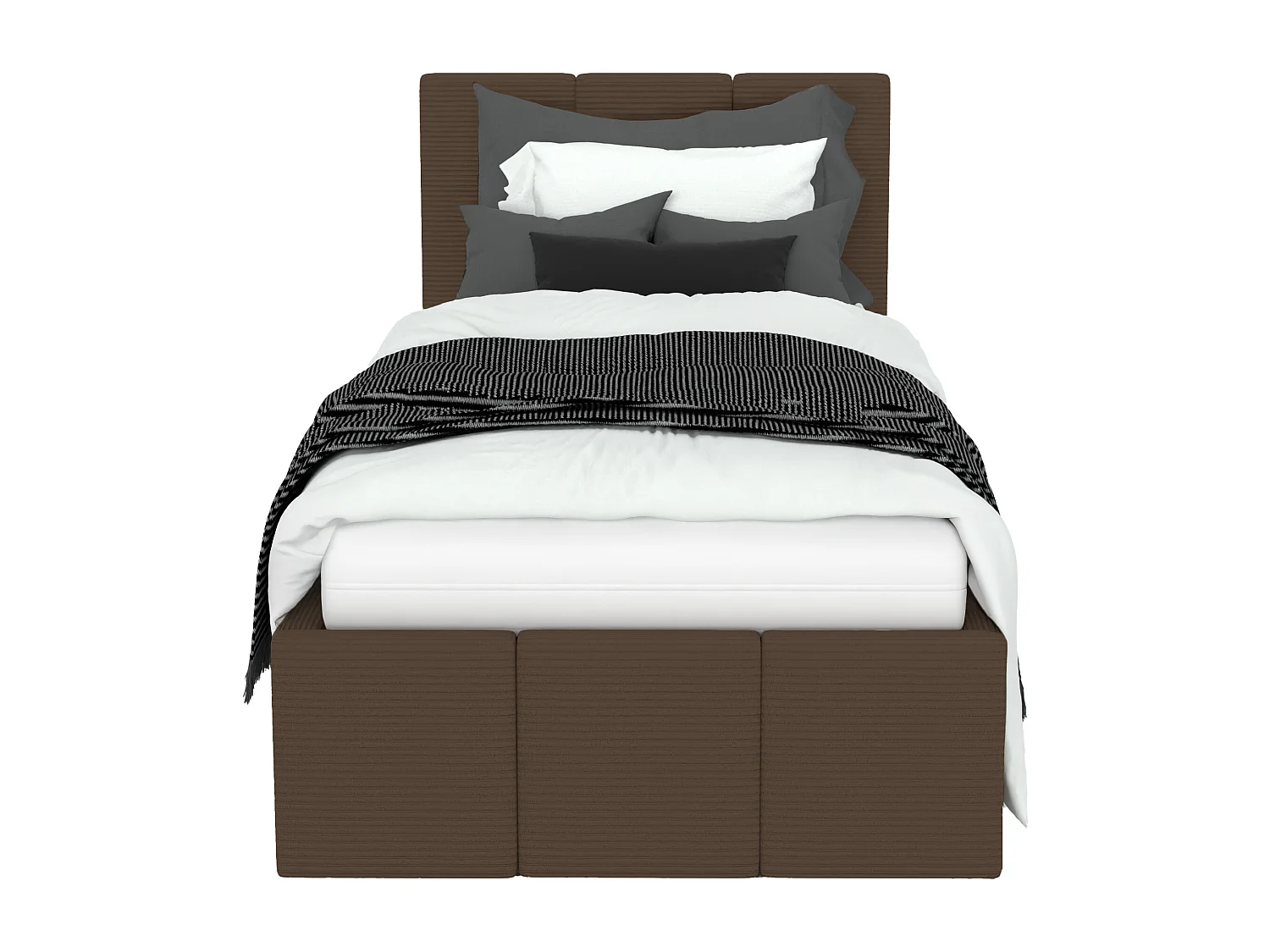 Bed Gestoffeerd 90x200 Cm Eenpersoons Stof CORD Bruin Voor De Slaapkamer