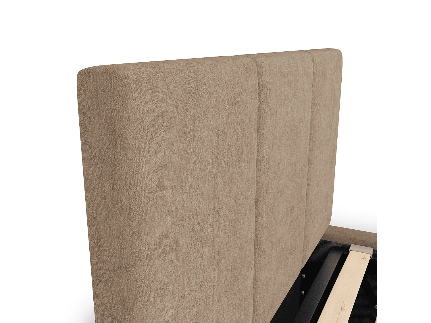 Bed Gestoffeerd 90cm x 200cm Enkel Met Opbergruimte Beige