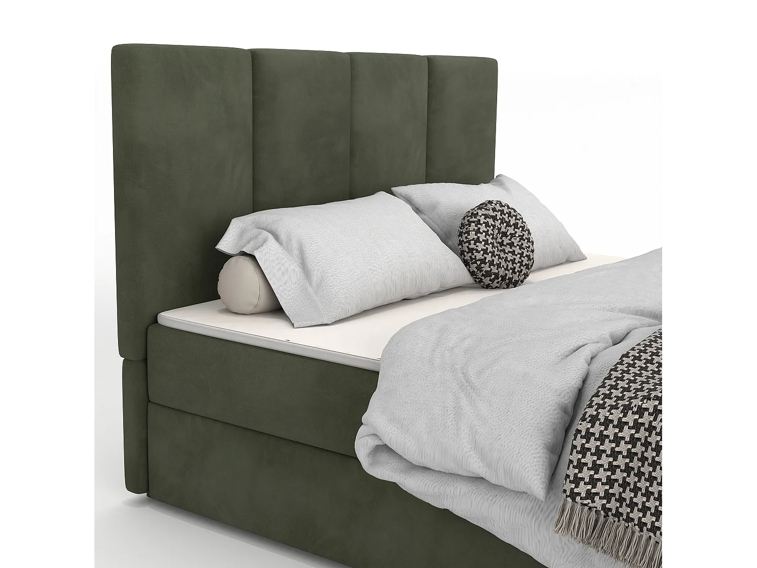 Bed Continentaal 140x200 cm Gestoffeerd Dubbel Met Matras Khaki Velours Magic Velvet