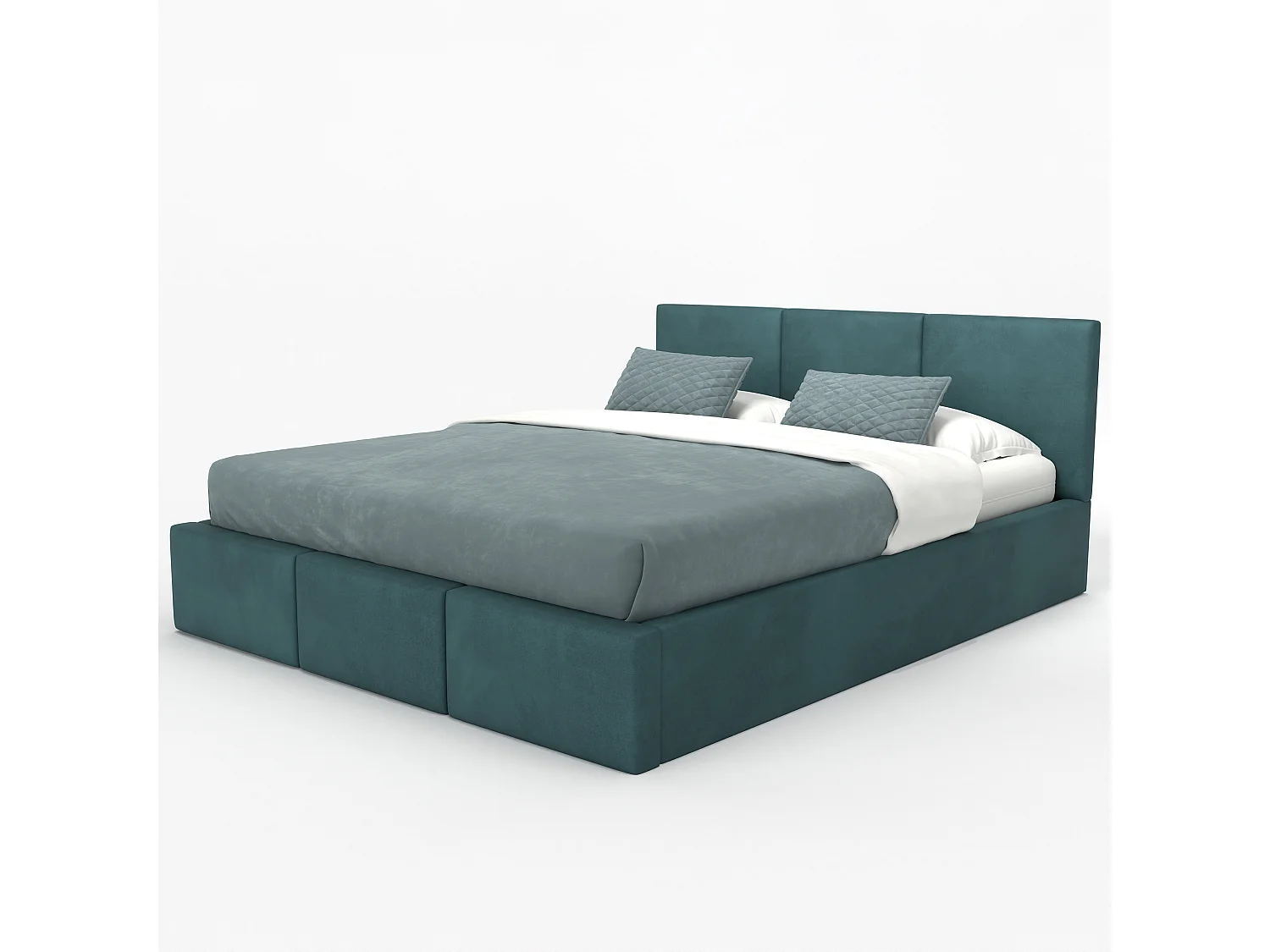 Bed Gestoffeerd Voor Slaapkamer 180cm x 200cm Met Opbergruimte Dubbel Turkoois