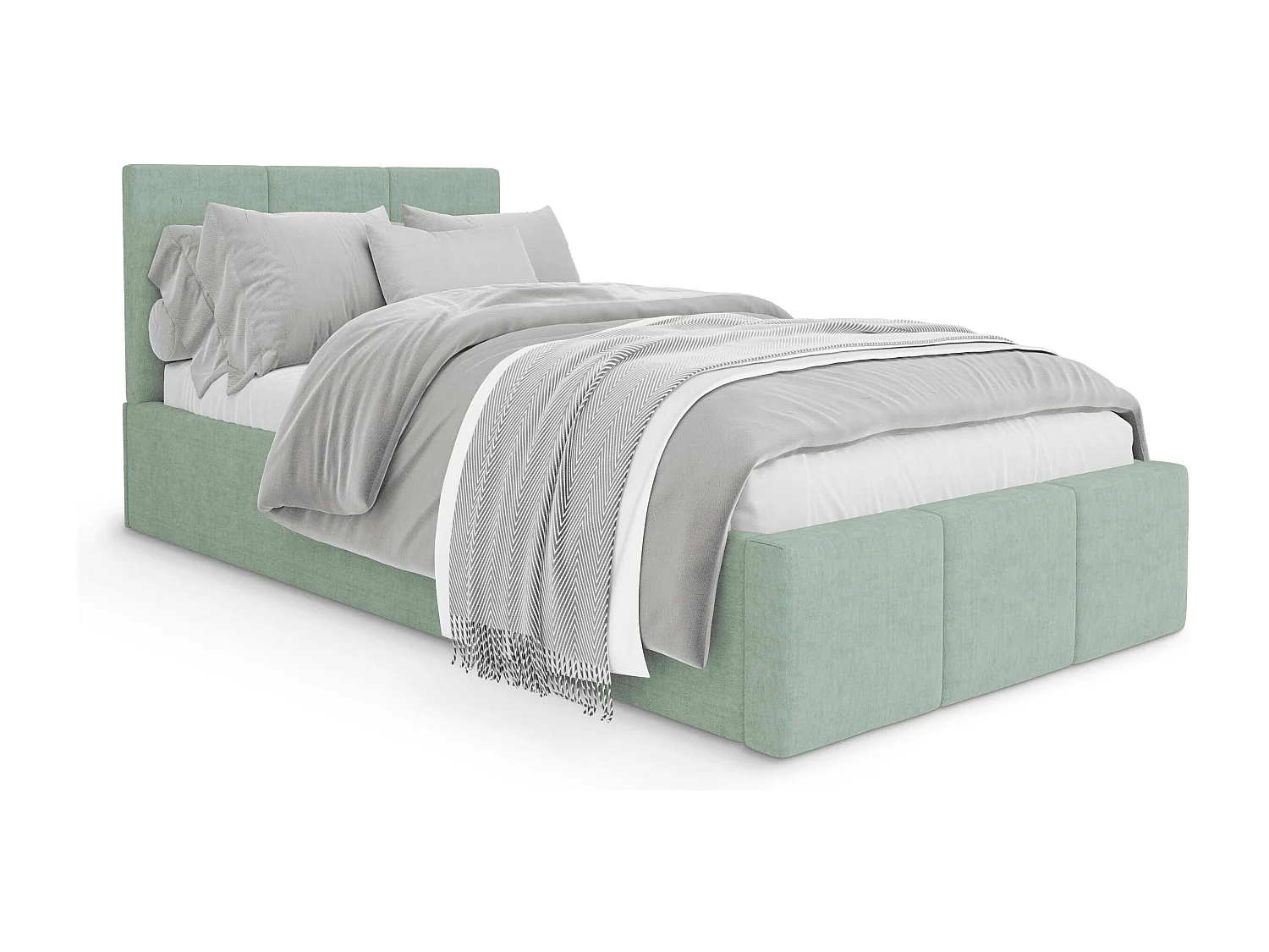 Bed Gestoffeerd 90cm x 200cm Enkel Met Opbergruimte Mintgroen