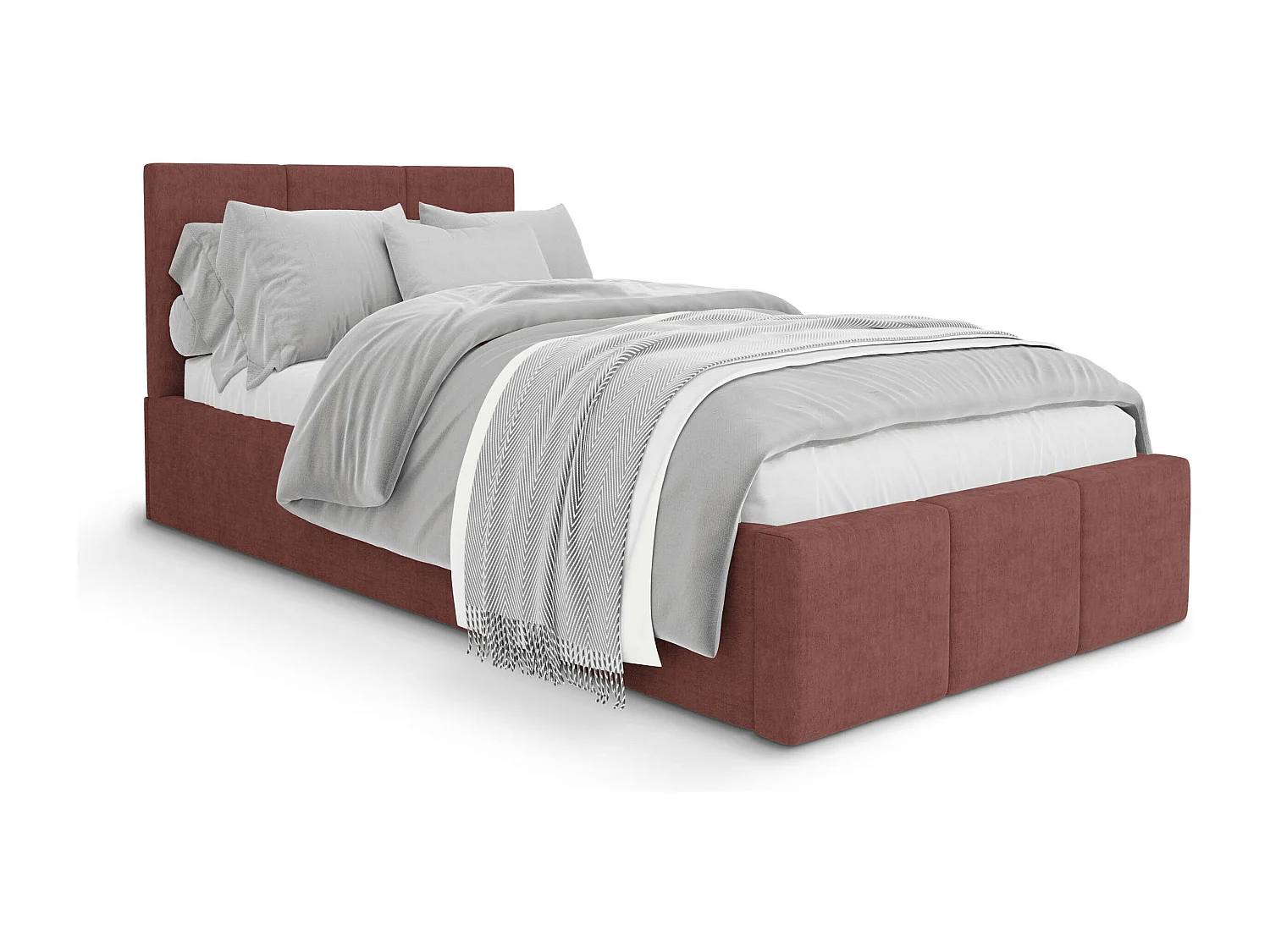 Muralo POLSTERBETT für Schlafzimmer Polsterbett mit Bettkasten und Gasdruckfeder Bett mit Polsterkopfteil Einzelbett 90x200 Bett mit Stauraum Altrosa