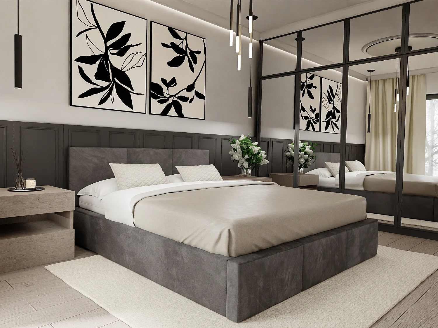 Bed Gestoffeerd Voor Slaapkamer 120cm x 200cm Met Opbergruimte Dubbel Grafiet