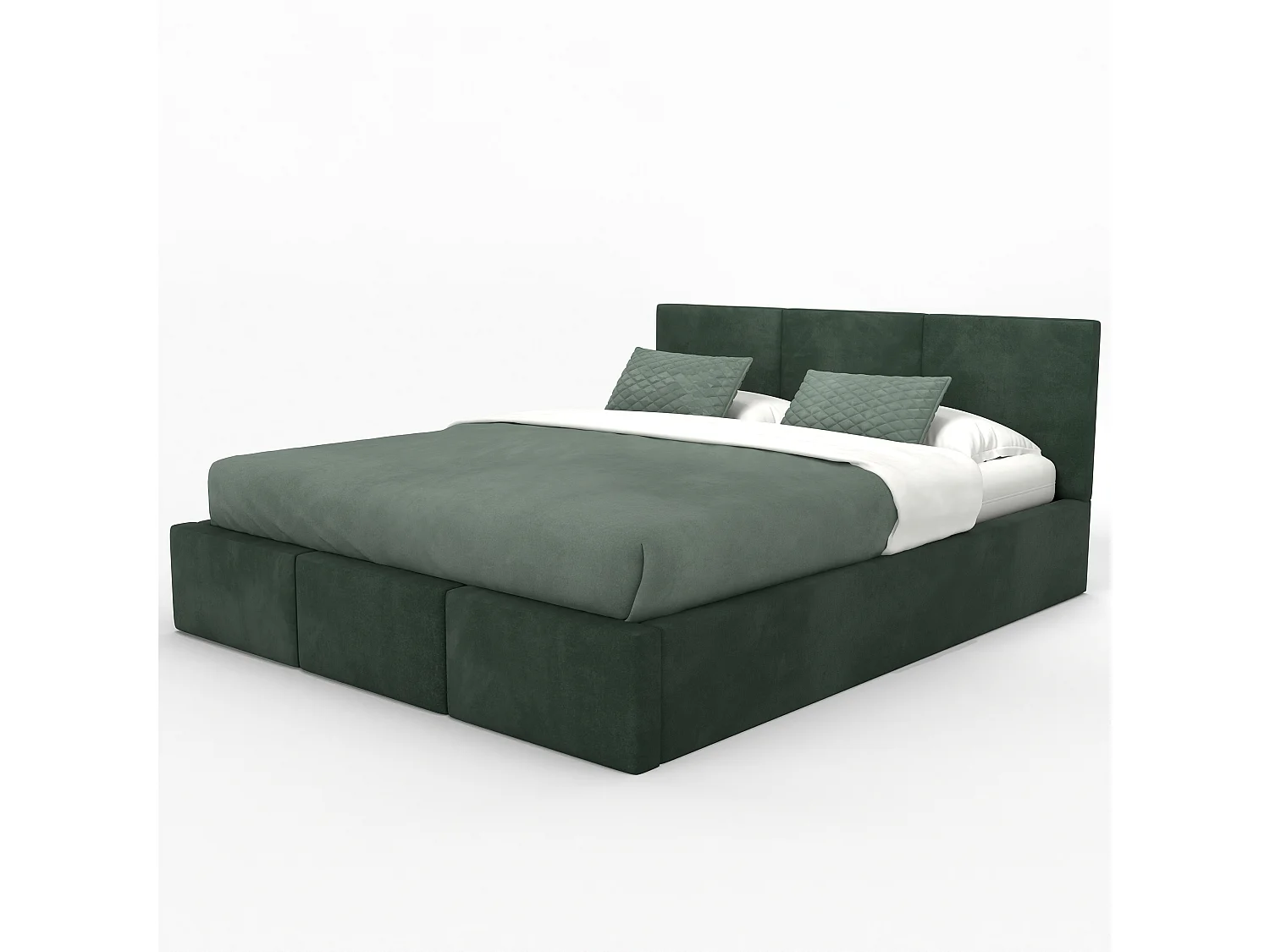Bed Gestoffeerd Voor Slaapkamer 120cm x 200cm Met Opbergruimte Dubbel Flessengroen