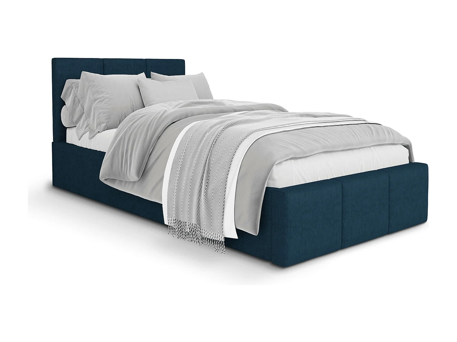 Bed Gestoffeerd 90cm x 200cm Enkel Met Opbergruimte Marineblauw