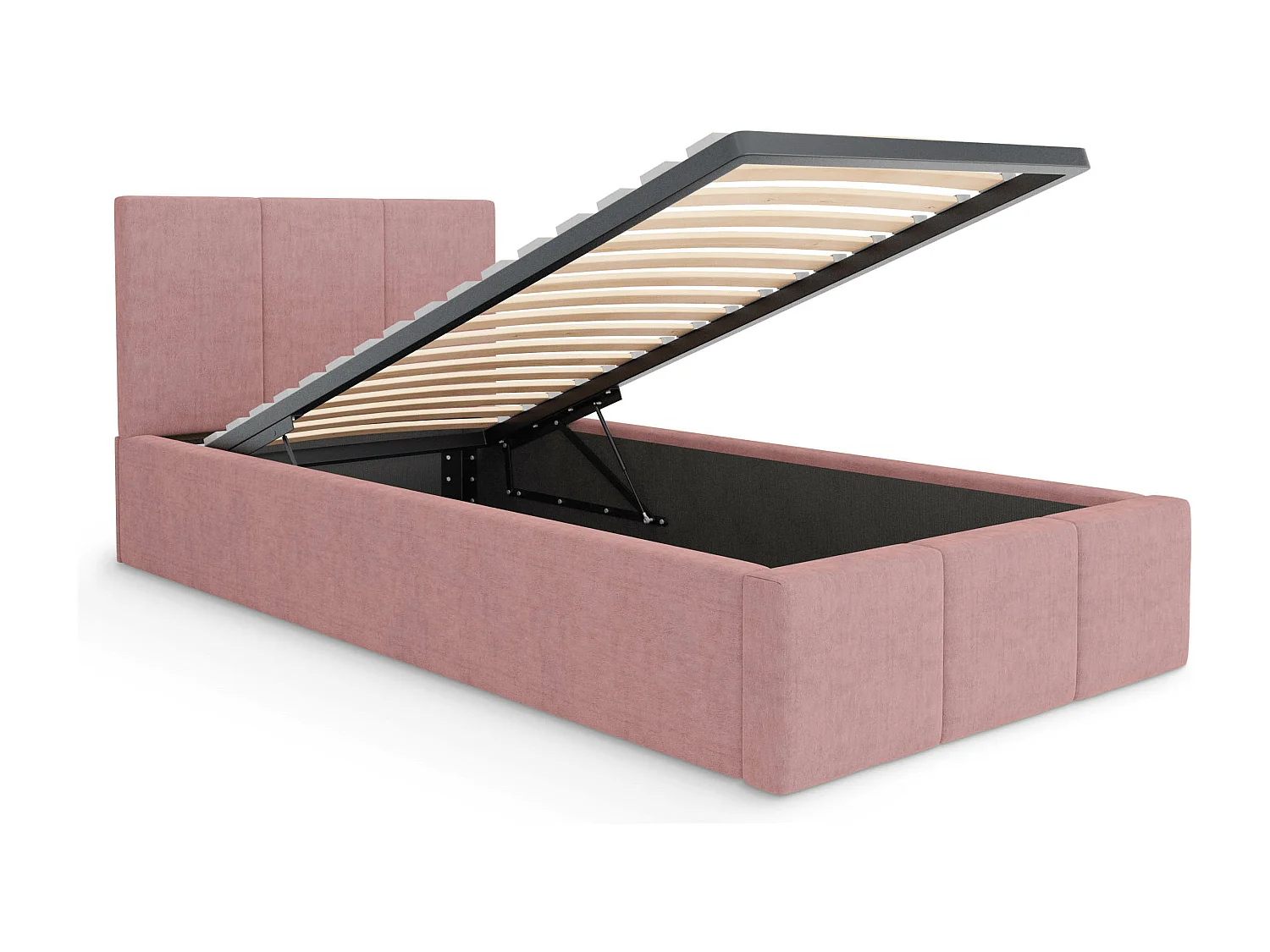 Muralo POLSTERBETT für Schlafzimmer Polsterbett mit Bettkasten und Gasdruckfeder Bett mit Polsterkopfteil Einzelbett 90x200 Bett mit Stauraum Rosa