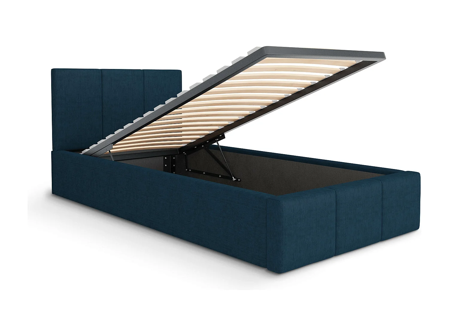 Bed Gestoffeerd 90cm x 200cm Enkel Met Opbergruimte Marineblauw