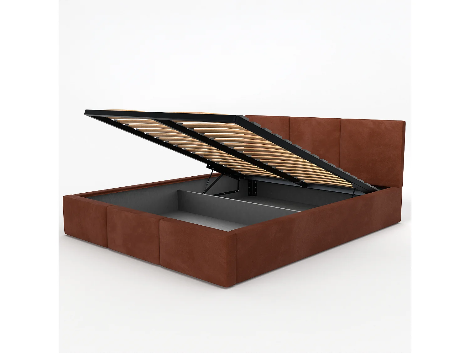 Muralo POLSTERBETT für Schlafzimmer Polsterbett mit Bettkasten und Gasdruckfeder Bett mit Polsterkopfteil Doppelbett 180x200 Bett mit Stauraum Honigfarbe