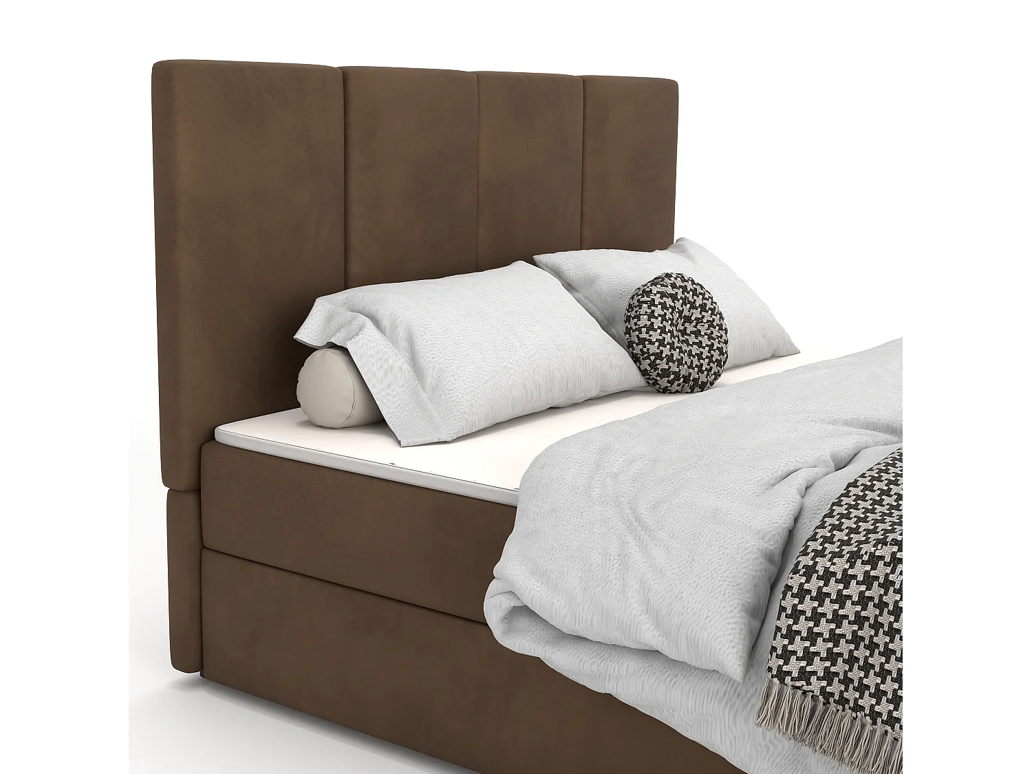 Bed Continentaal 160x200 cm Gestoffeerd Dubbel Met Matras Bruin Velours Magic Velvet