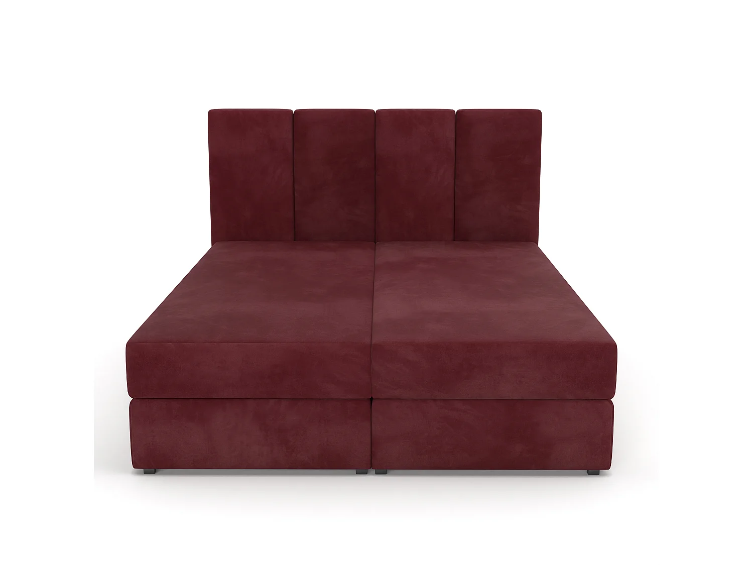 Łóżko Kontynentalne 140x200 Tapicerowane Podwójne Z Materacem Bordowe
