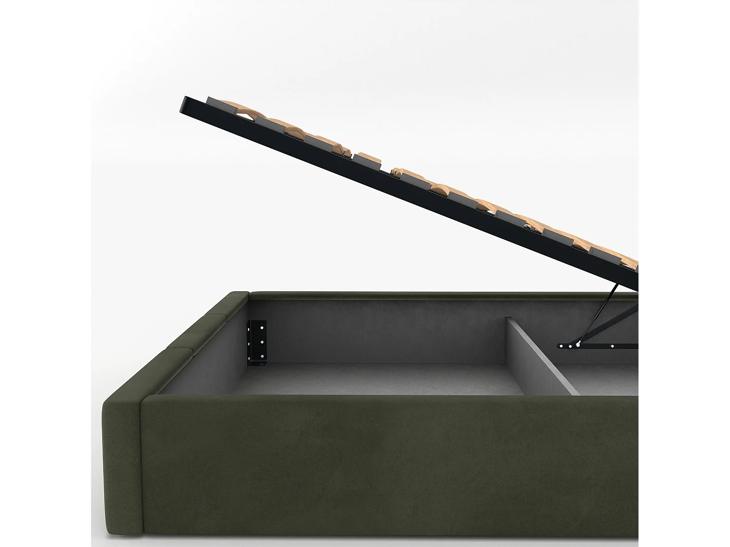 Bed Gestoffeerd 90cm x 200cm Enkel Met Opbergruimte Khaki