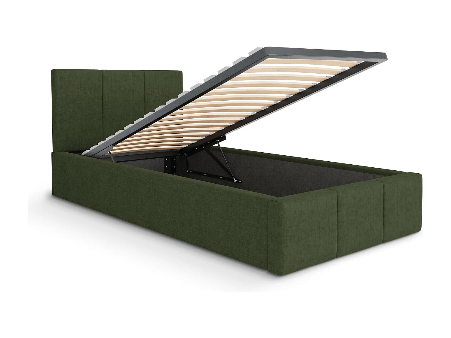 Bed Gestoffeerd 90cm x 200cm Enkel Met Opbergruimte Khaki