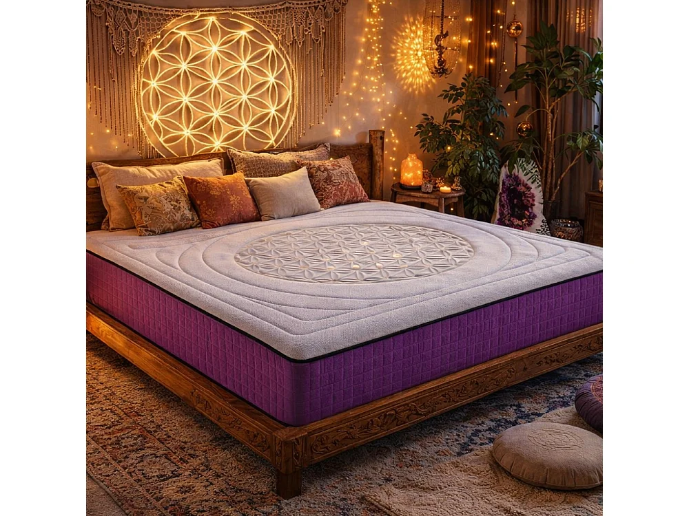 Blume des Lebens Matratze 160x200 30 cm | Memory Foam, Härtegrad H3 | Innere Harmonie, Energetisches Gleichgewicht und Bewusster Schlaf