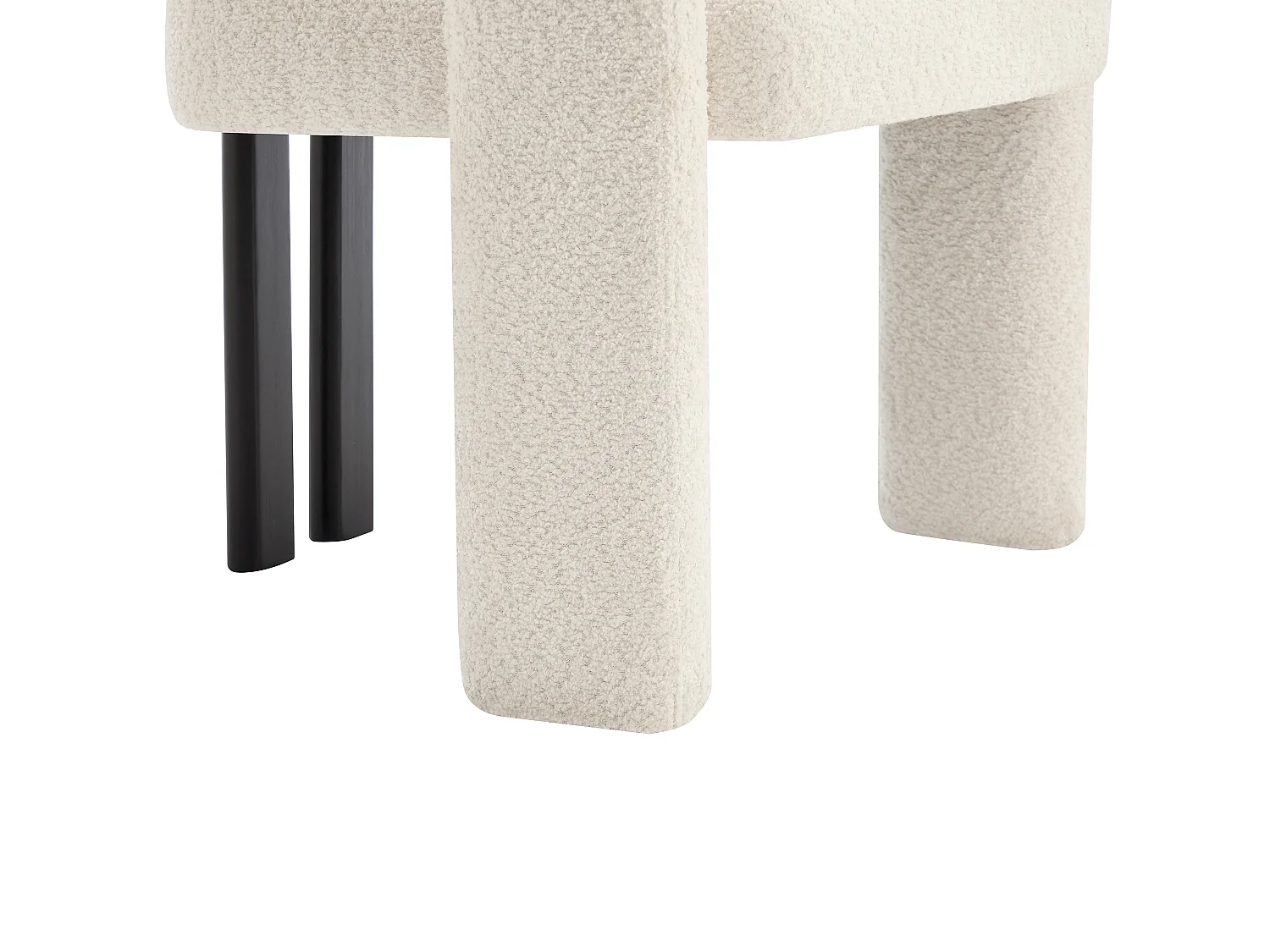 Chaise avec accoudoirs en tissu bouclette et bois d'hévéa noir - Blanc - NORETI