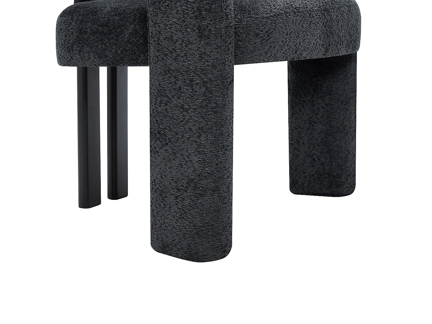 Chaise avec accoudoirs en tissu bouclette et bois d'hévéa noir - Anthracite foncé - NORETI