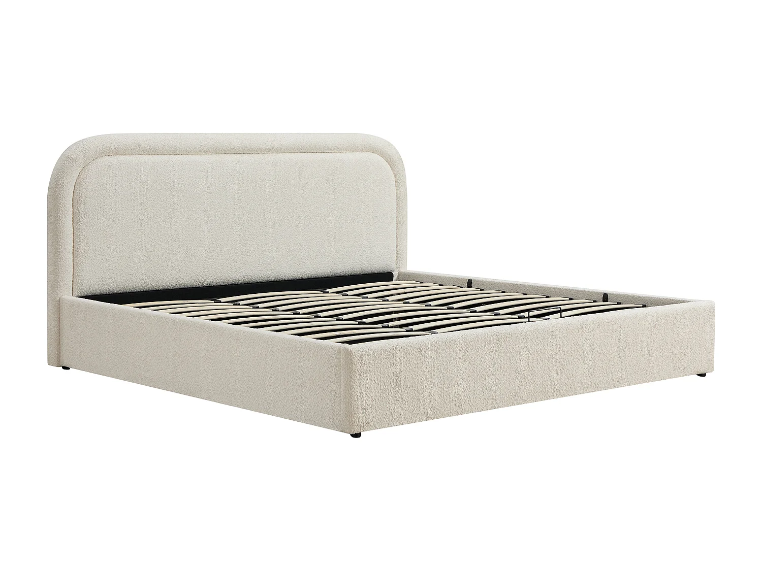 Lit coffre 200 x 200 cm - Tissu bouclette - Beige + Matelas – FIDOZIA