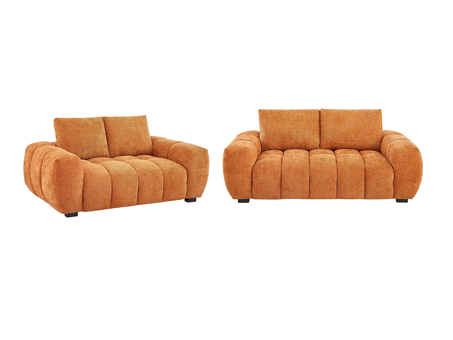 Canapé 2 places et 3 places en tissu texturé terracotta BERENIA