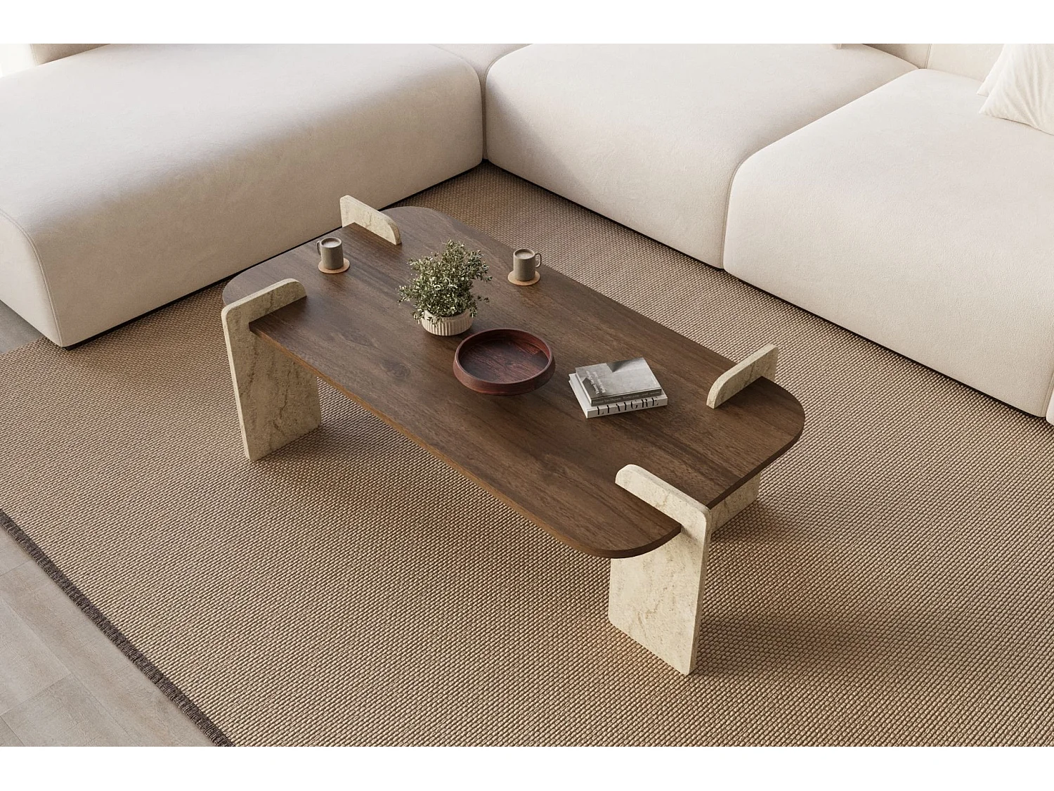 Table basse en bois "Leapiri" - 120 x 60 x 35 cm - Marron