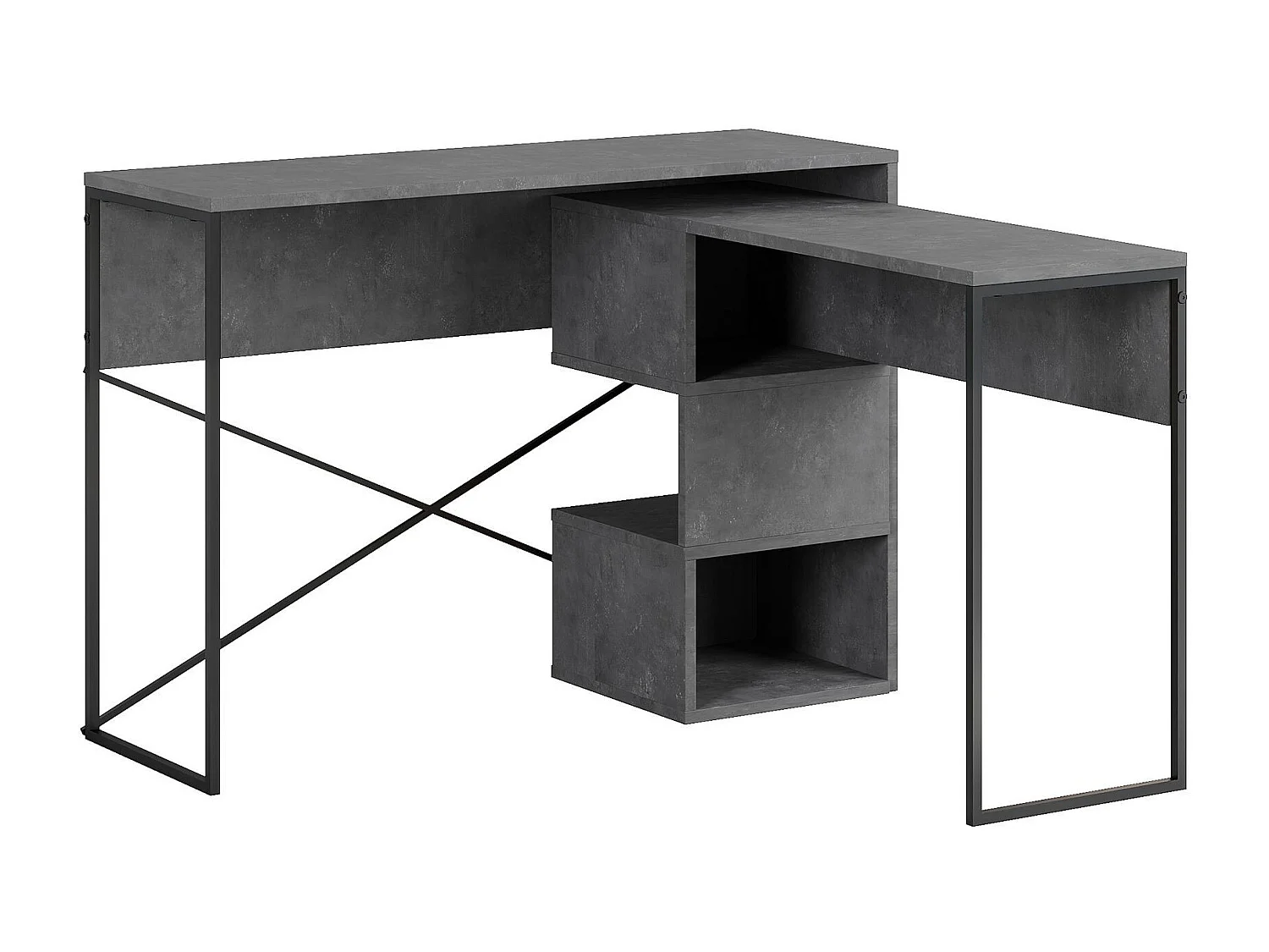 Bureau modulable en bois "Badau" - 110 x 102 x 77 cm - Gris