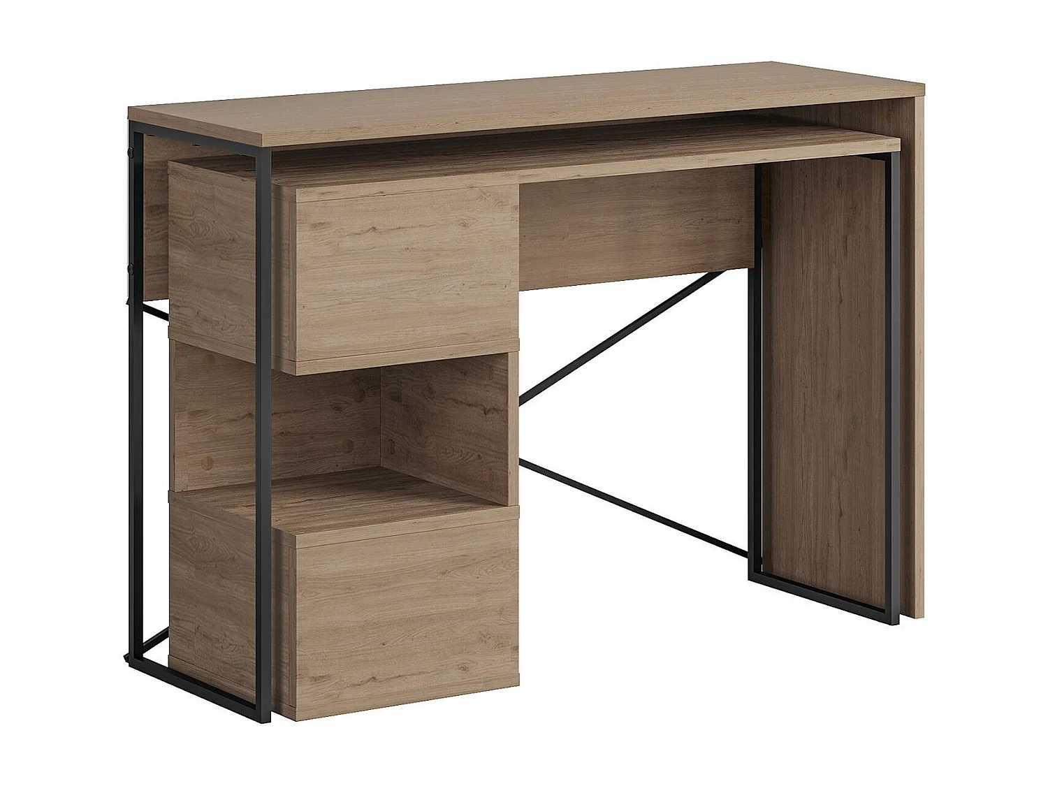 Bureau modulable en bois "Badau" - 110 x 102 x 77 cm - Marron