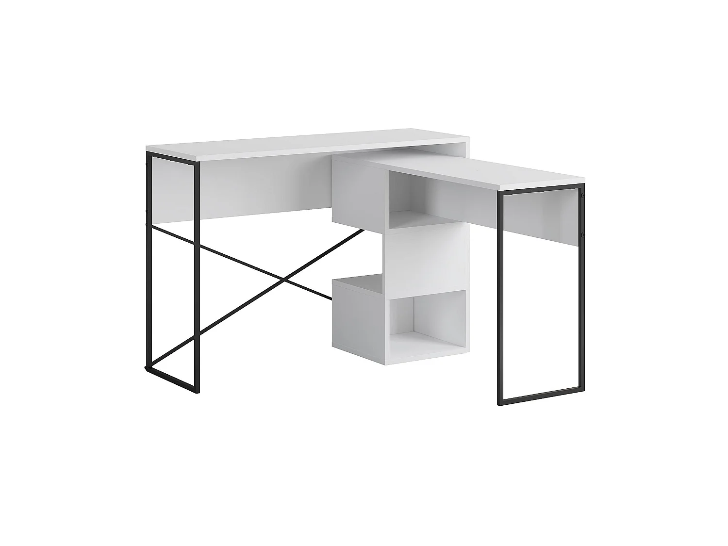 Moderne Modulaire Houten Bureau "Badau" - Wit - 110 x 102 x 77 cm - Elegant Ontwerp