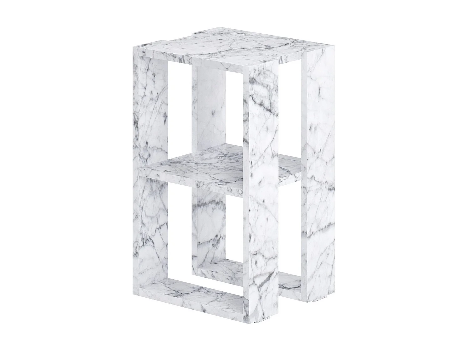 Table de chevet en bois "Lonie" 30 x 30 x 55 cm - Marbre de Carrare