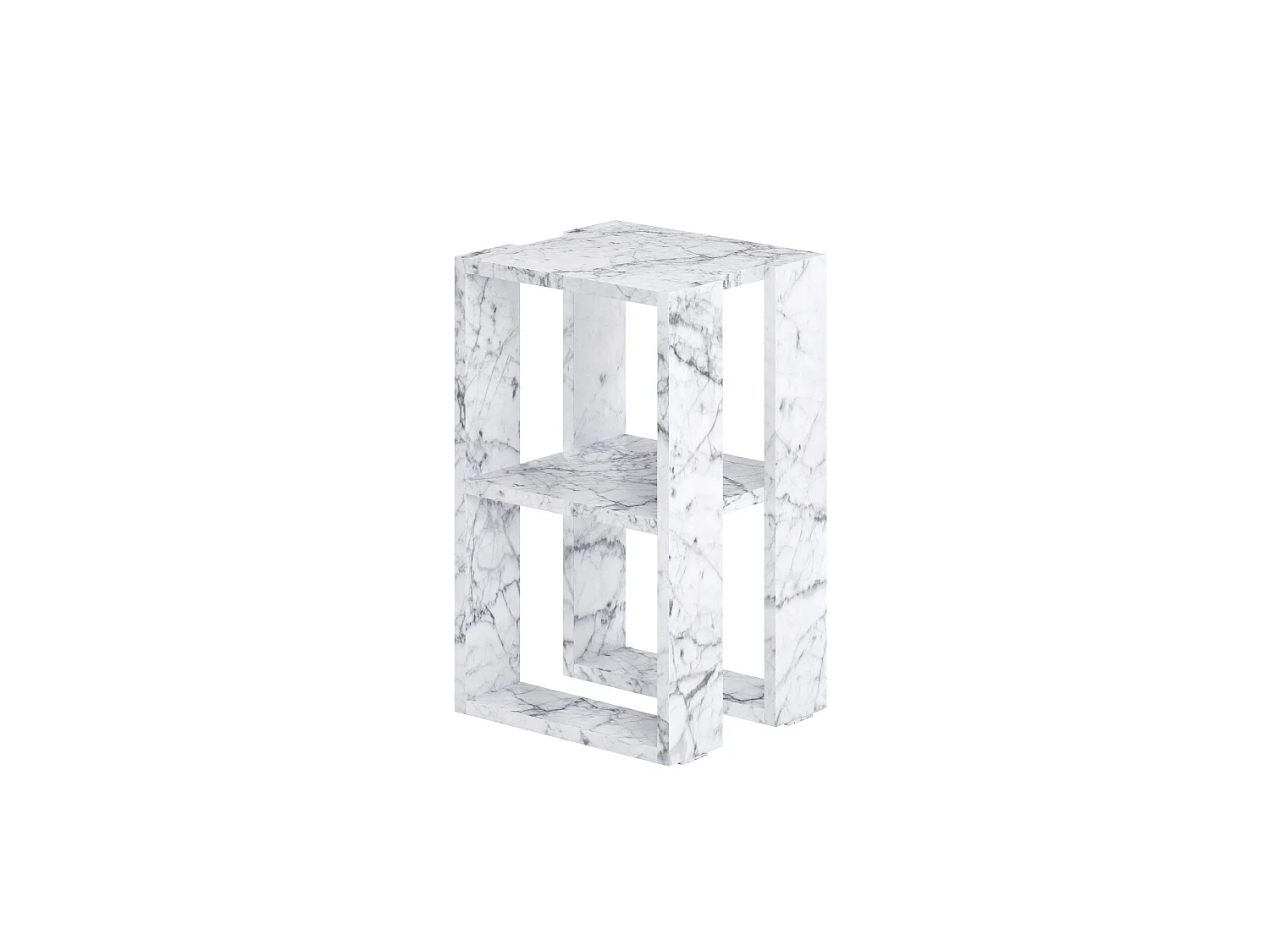 Modern 2-våningssängbord "Lonie" i Carrara-marmorfinish - 30 x 30 x 55 cm