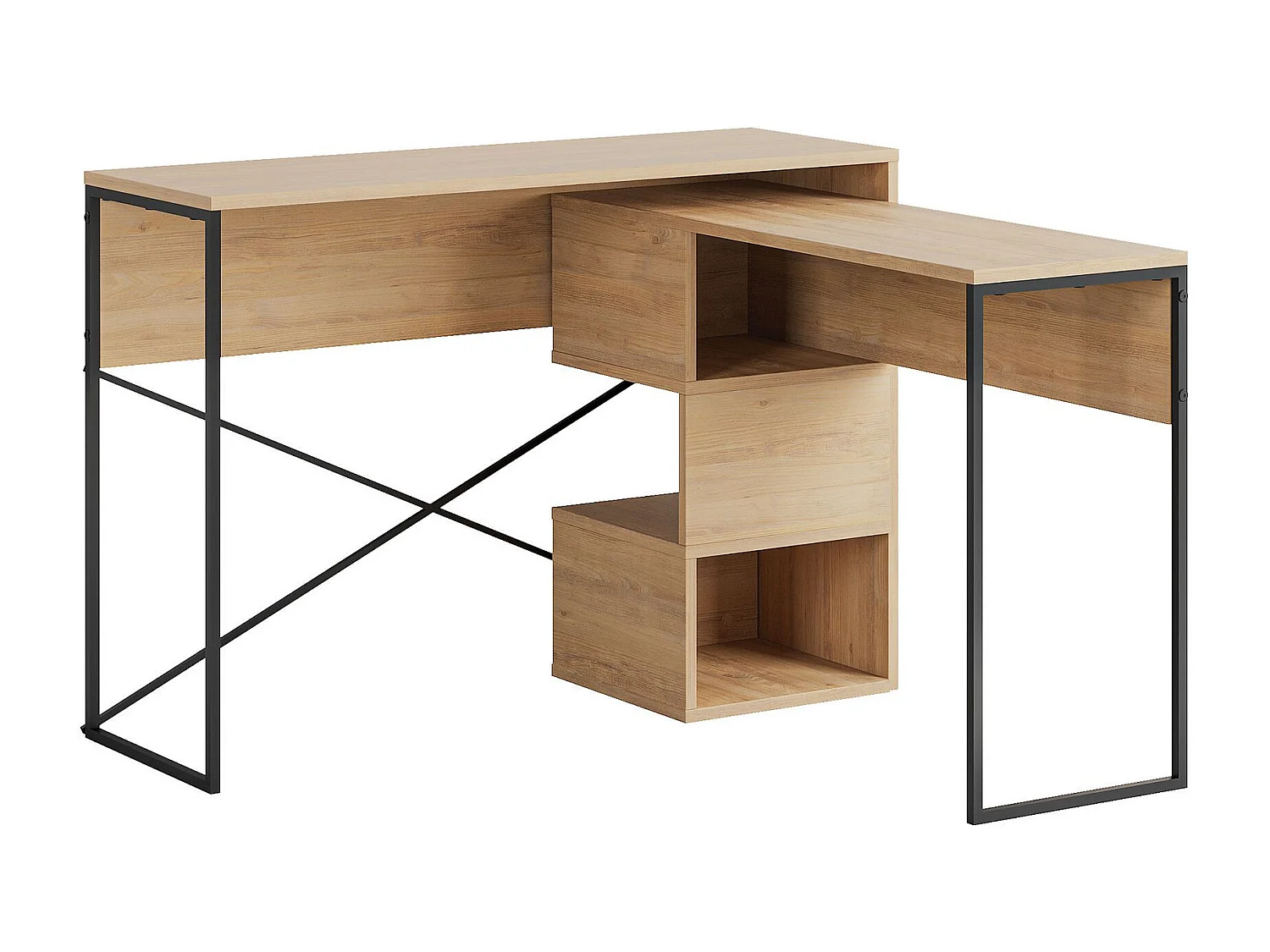 Bureau modulable en bois "Badau" - 110 x 102 x 77 cm - Beige