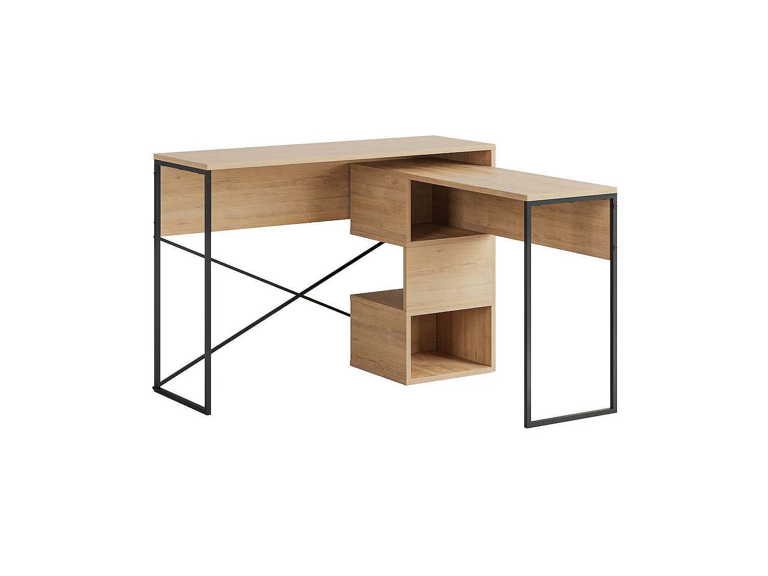 Moderne Modulaire Houten Bureau "Badau" met Elegant Design - Beige - 110 x 102 x 77 cm