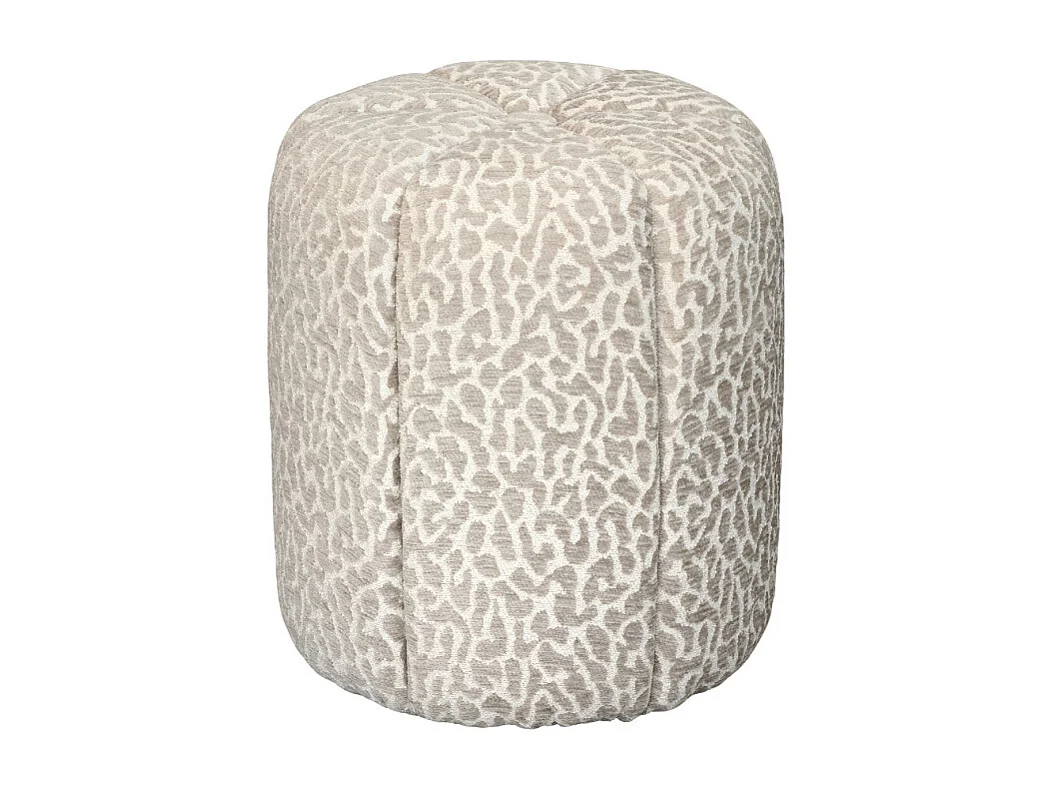 Flower - Pouf en tissu imprimé léopard ø 38cm - Beige