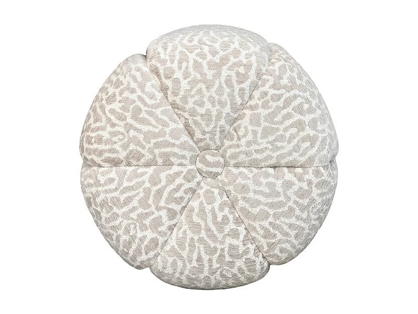 Flower - Pouf en tissu imprimé léopard ø 38cm - Beige