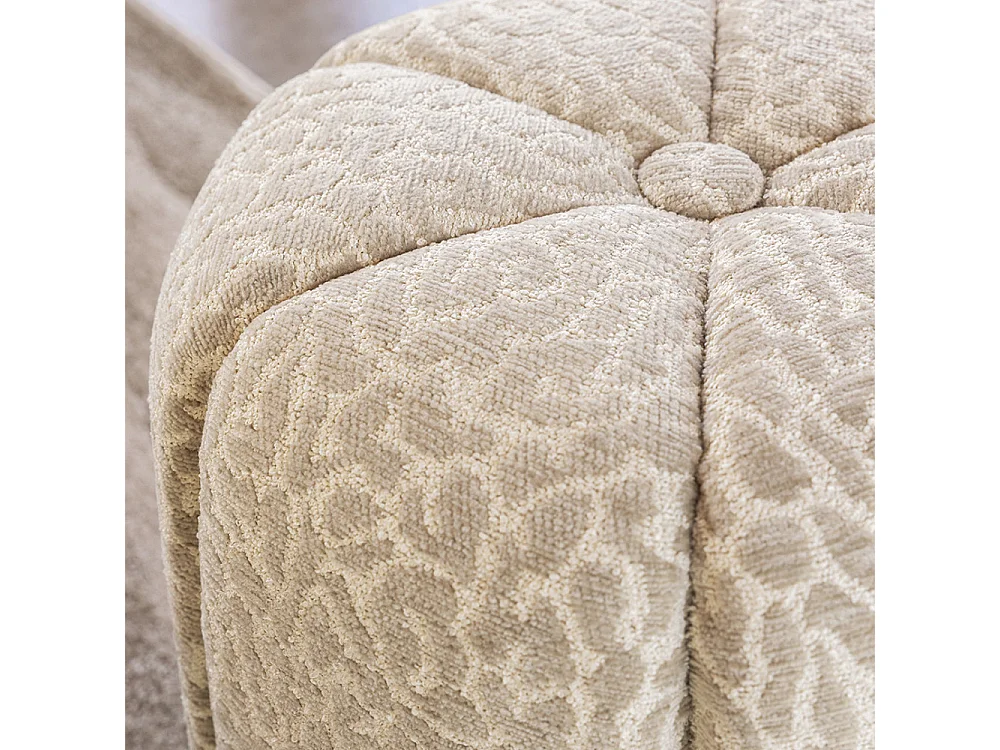 Flower - Pouf en tissu imprimé léopard ø 38cm - Beige