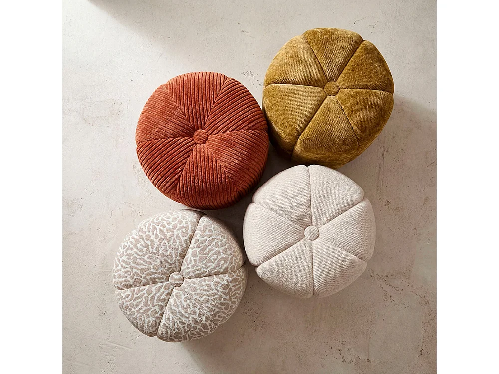 Flower - Pouf rond en tissu ø38cm - Beige