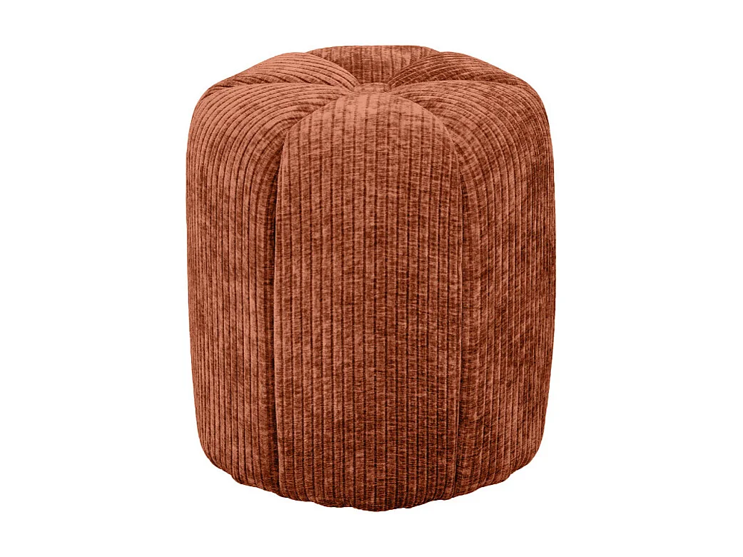 Flower - Pouf rond en velours côtelé ø38cm - Terracotta