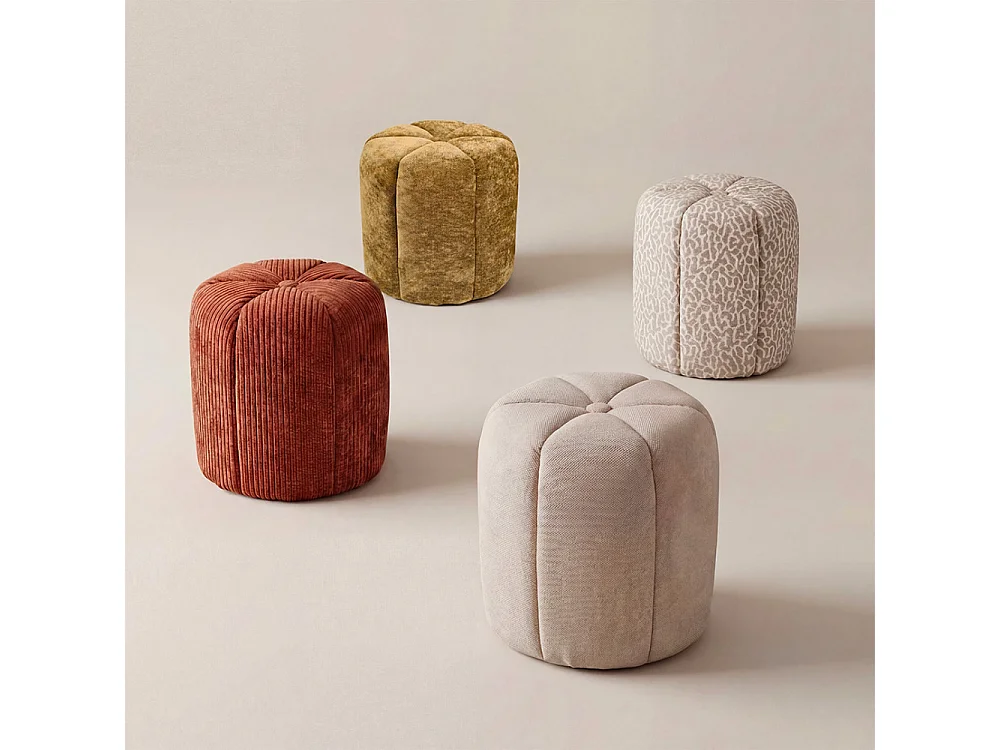 Flower - Pouf rond en velours côtelé ø38cm - Terracotta