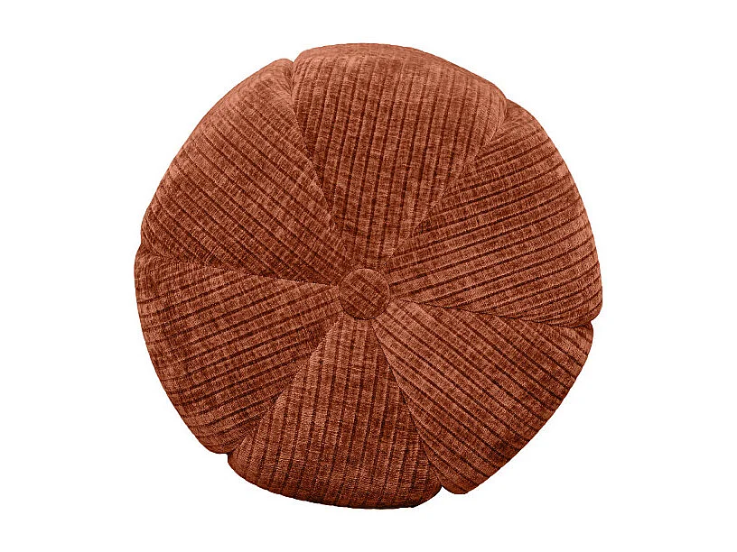Flower - Pouf rond en velours côtelé ø38cm - Terracotta