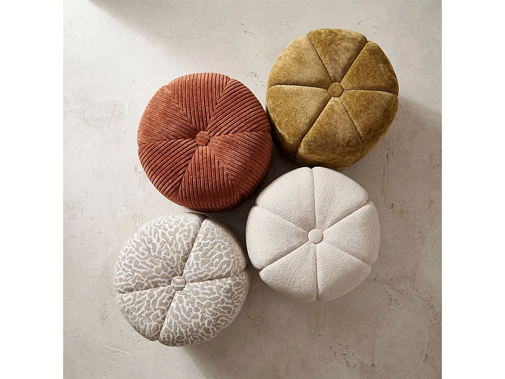 Flower - Pouf rond en velours côtelé ø38cm - Terracotta