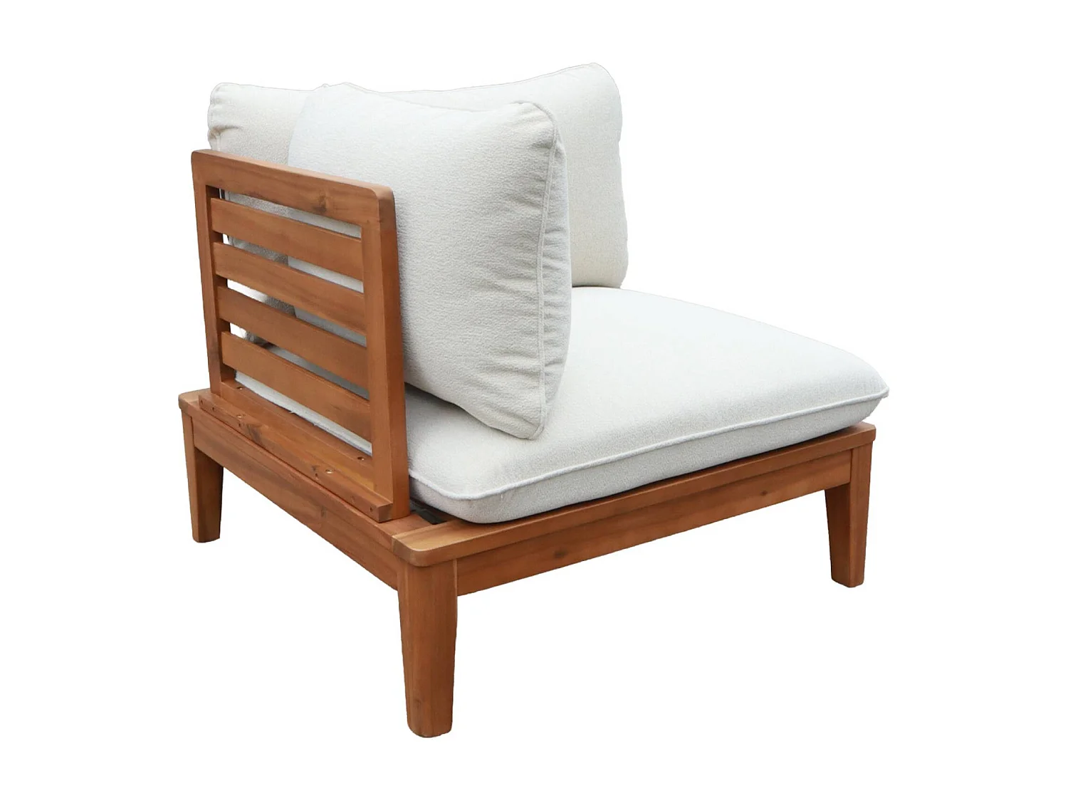 Salotto da giardino in legno di acacia e bouclé, 5 posti, beige