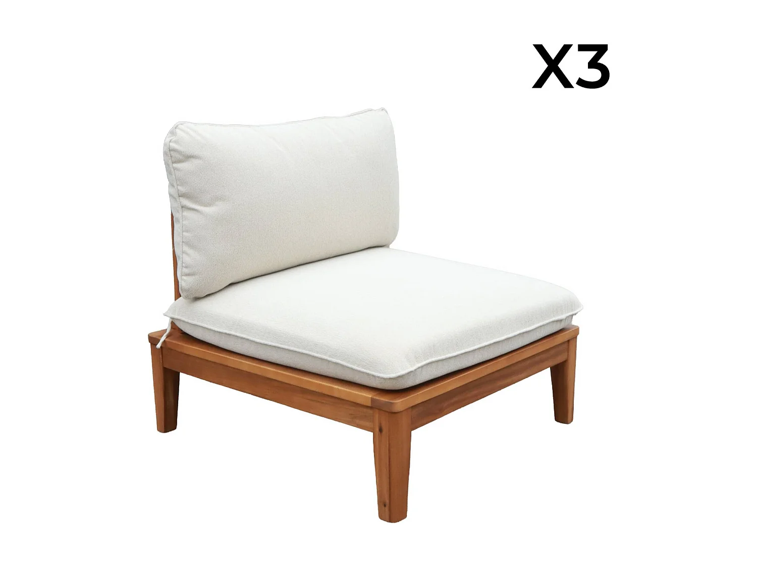 Salotto da giardino in legno di acacia e bouclé, 5 posti, beige