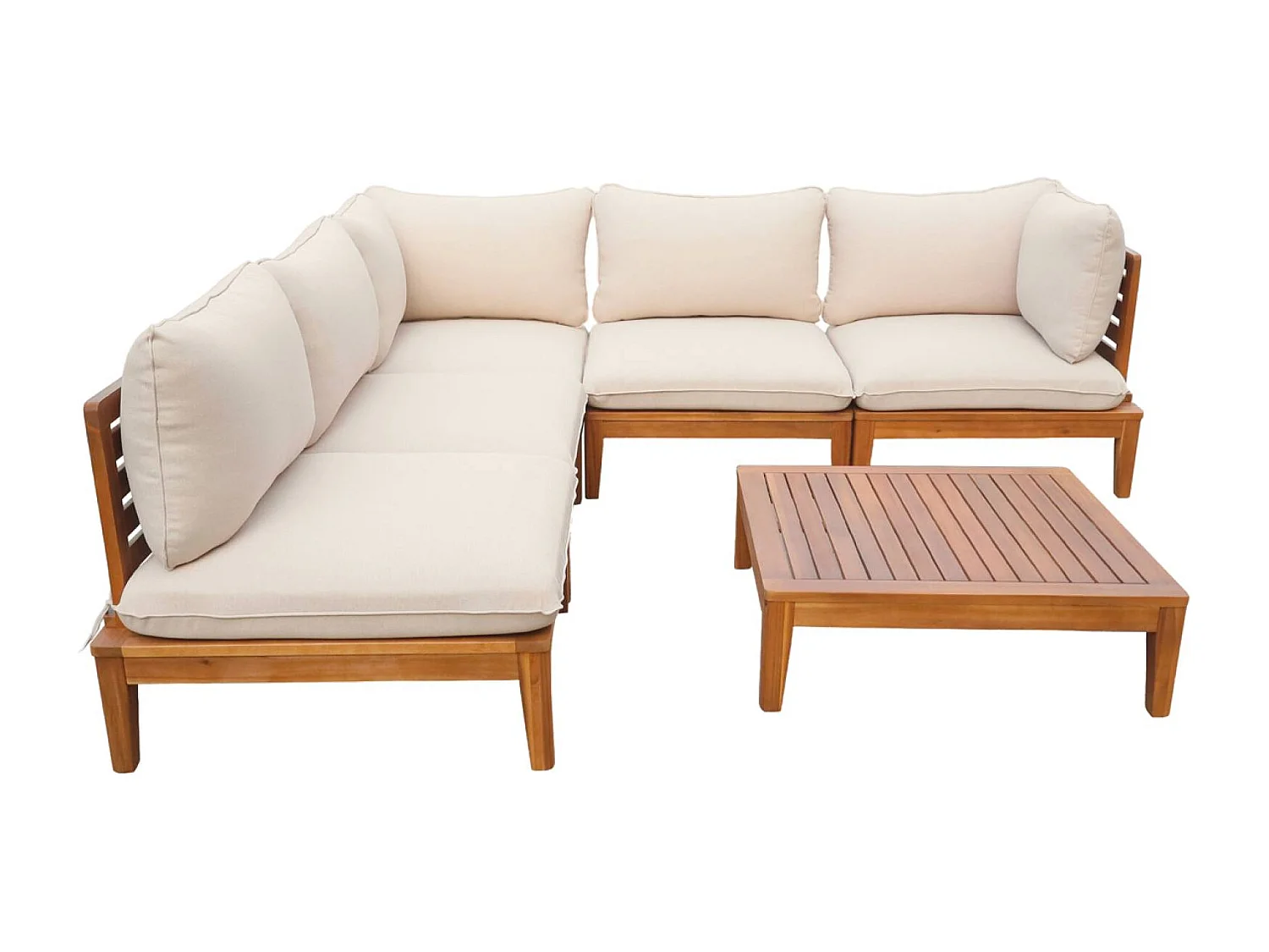 Conjunto de jardín modular de madera de acacia, 5  plazas beige